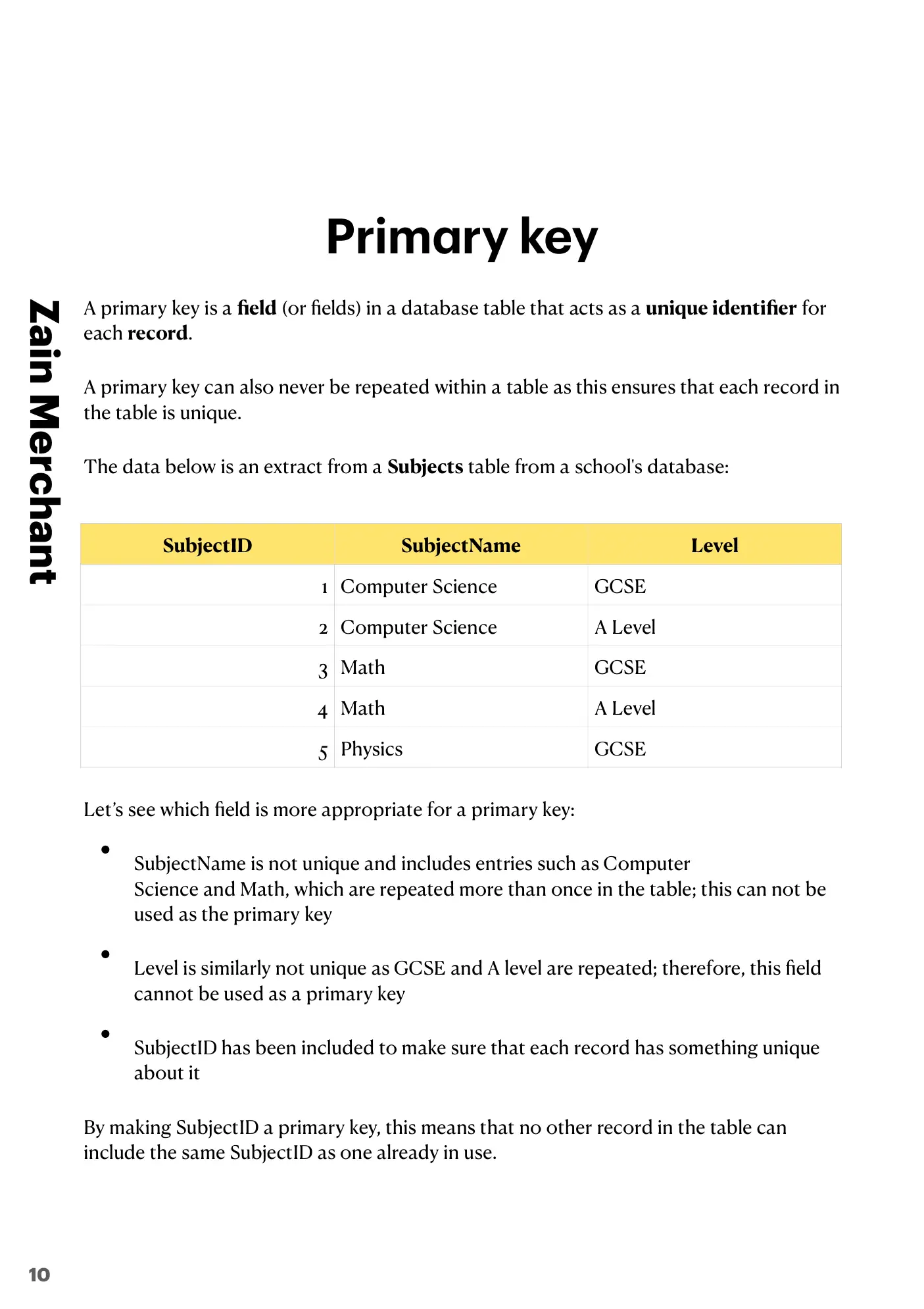 8.1 Database Concepts book pages, page 10