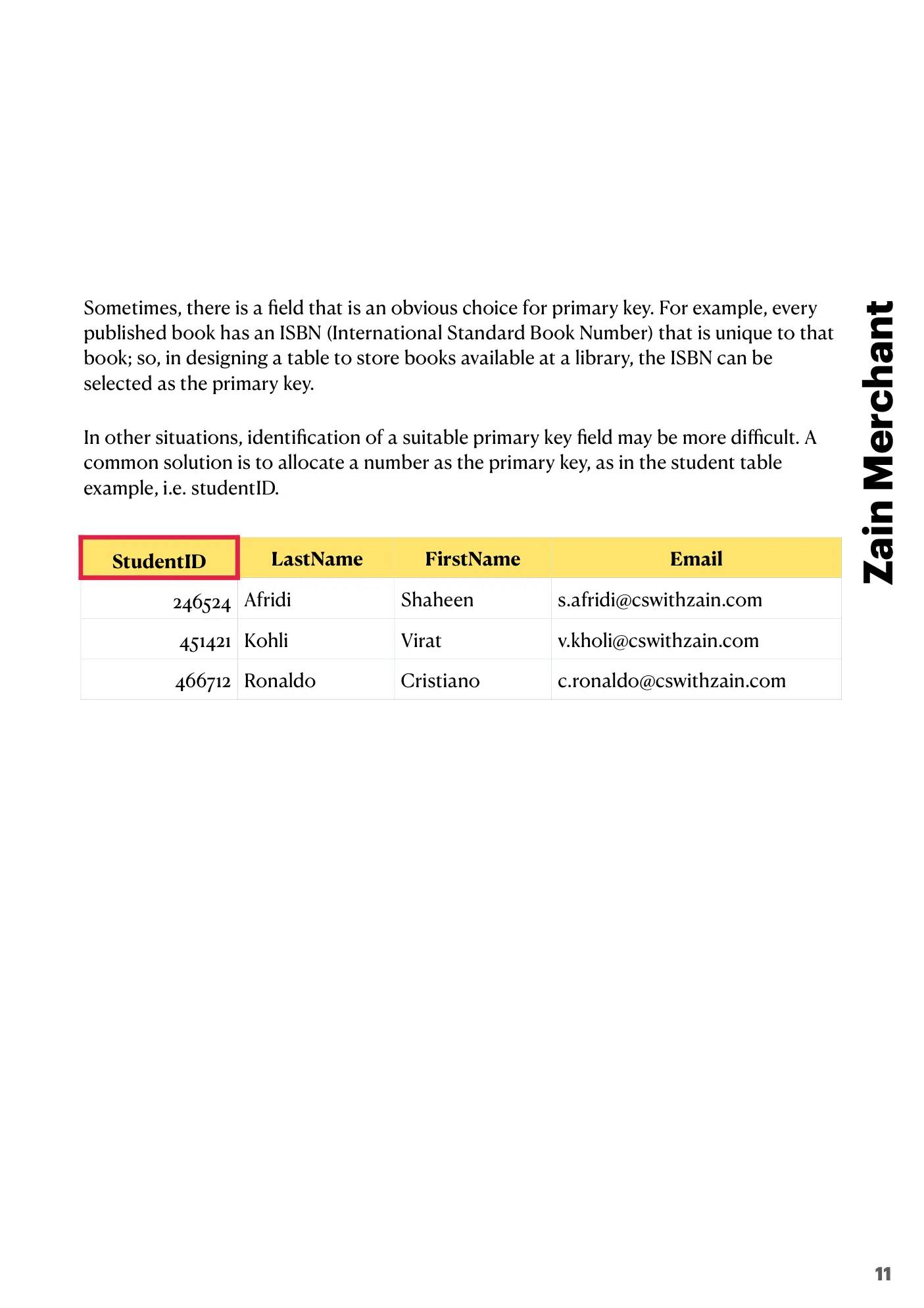 8.1 Database Concepts book pages, page 11