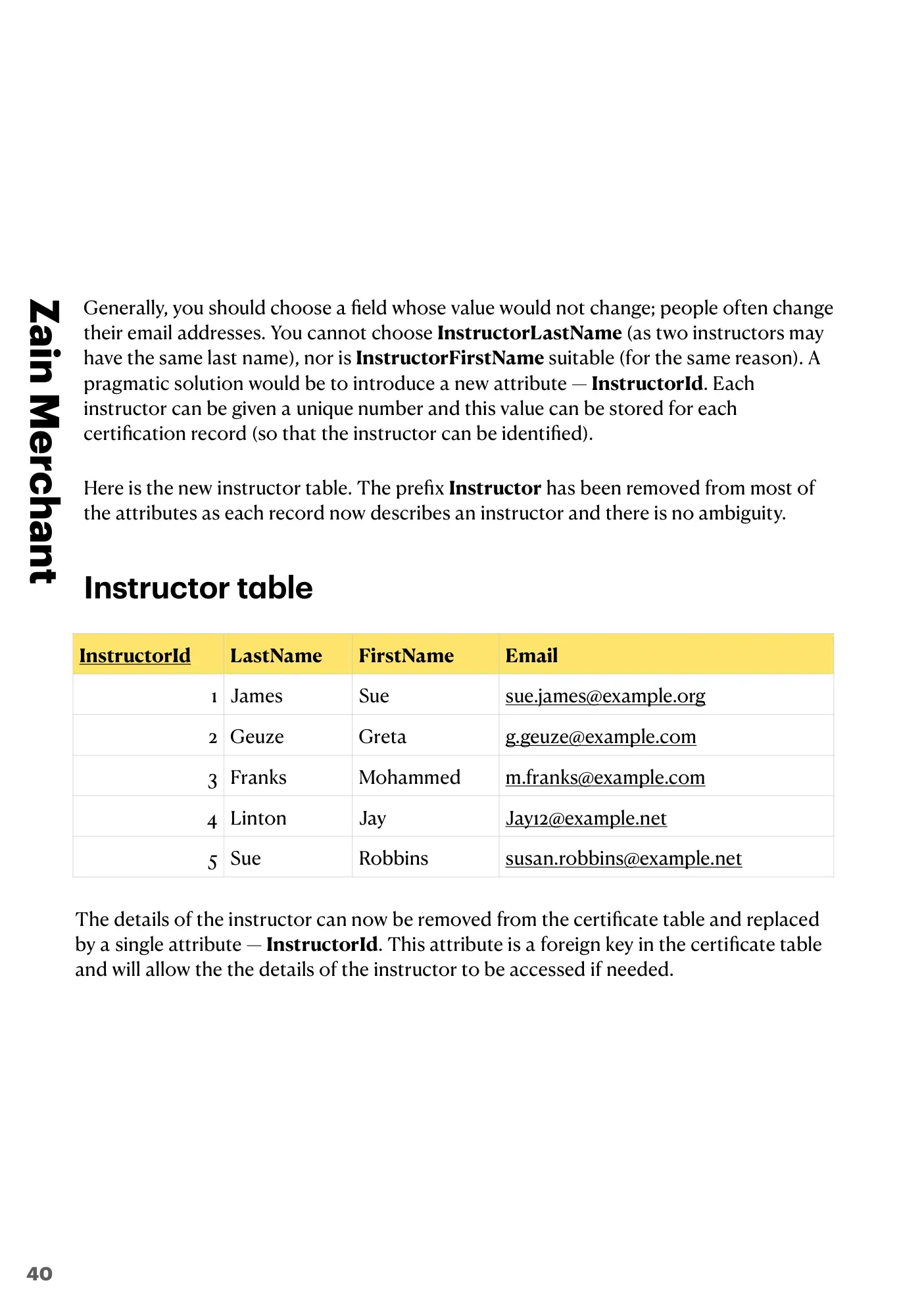 8.1 Database Concepts book pages, page 40