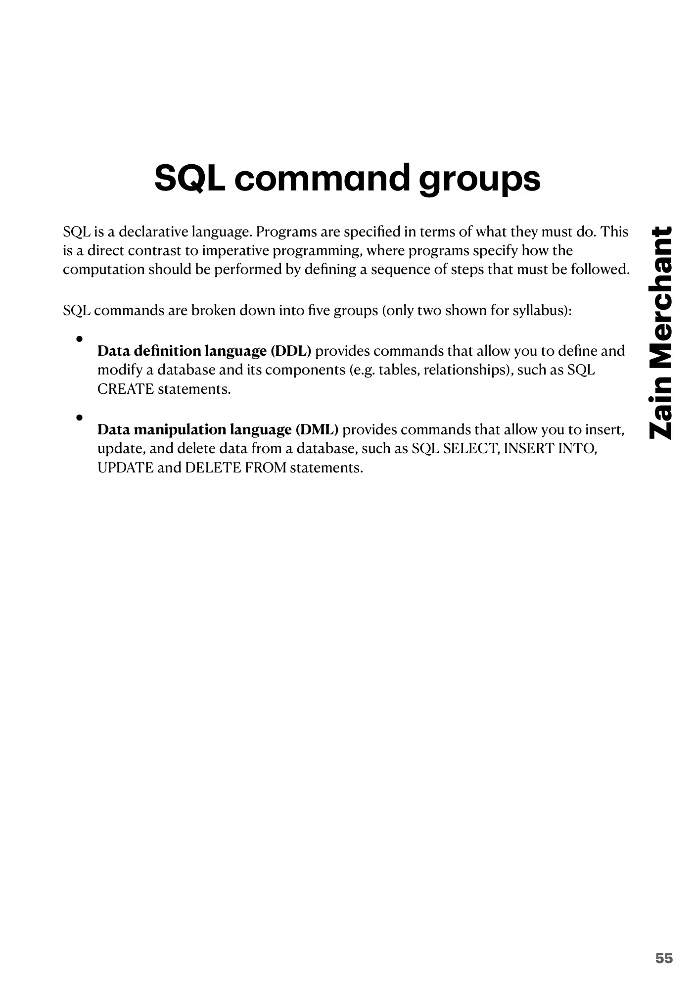 8.3 Data Definition Language (DDL) and Data Manipulation Language (DML) book pages, page 3