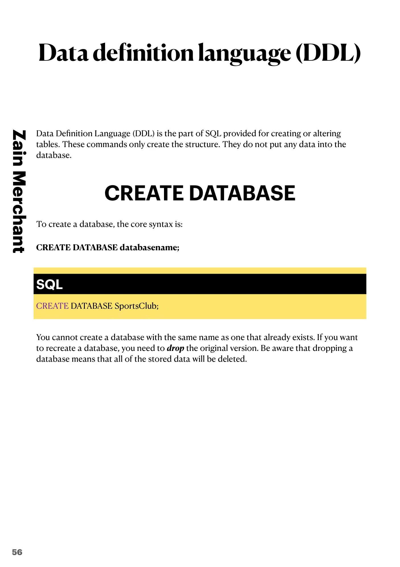 8.3 Data Definition Language (DDL) and Data Manipulation Language (DML) book pages, page 4