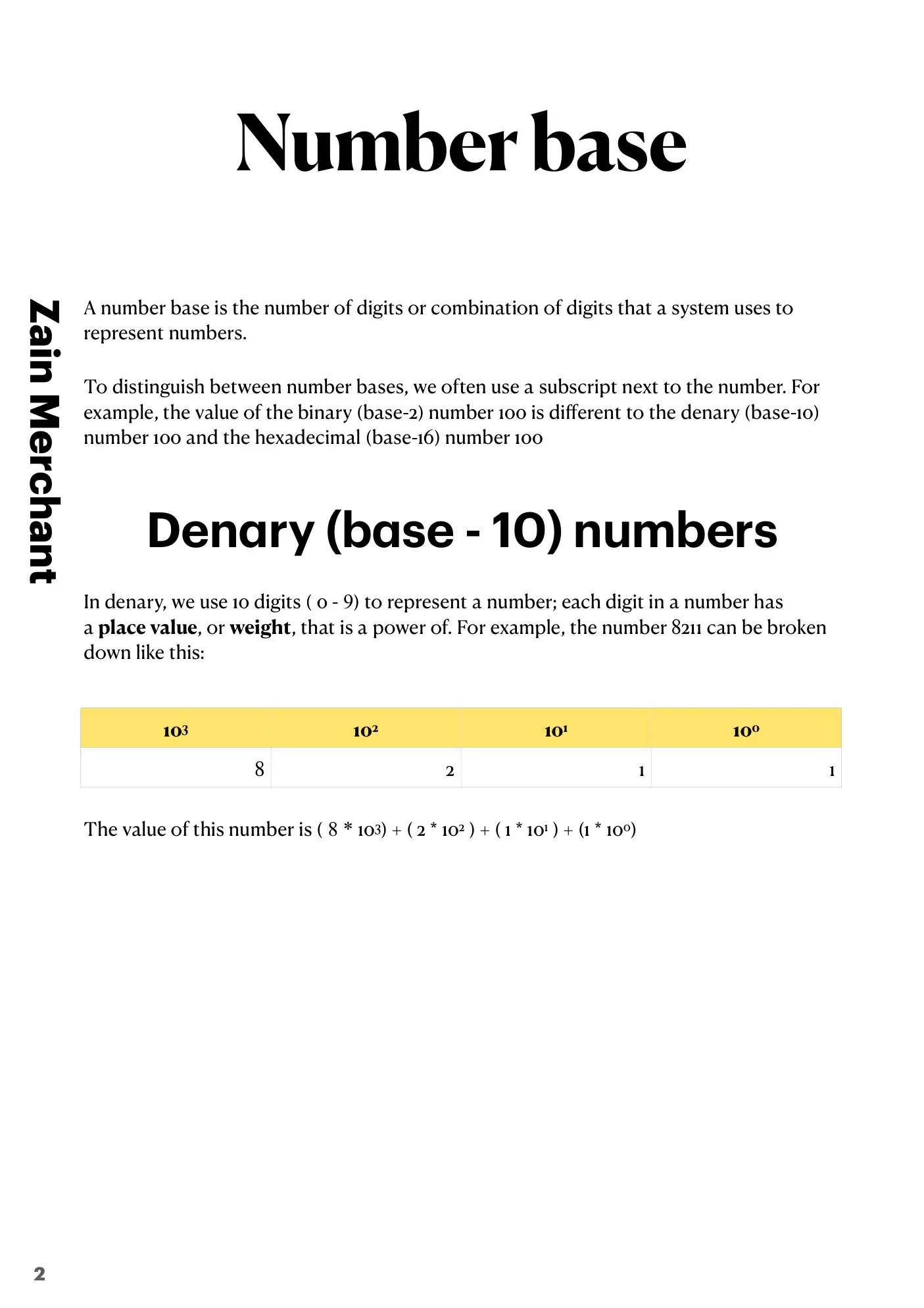 1.1 Data Representation book pages, page 2