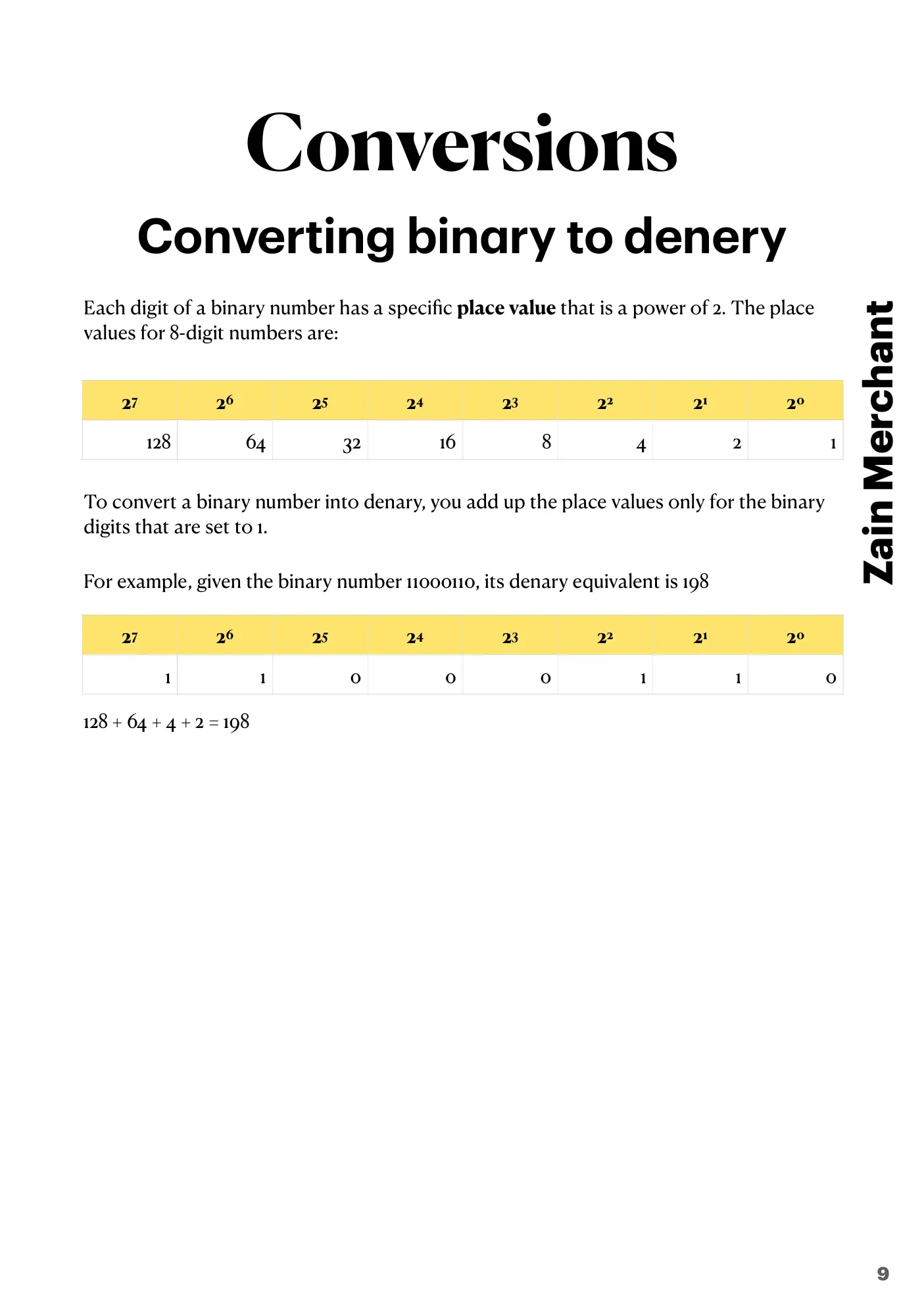 1.1 Data Representation book pages, page 9