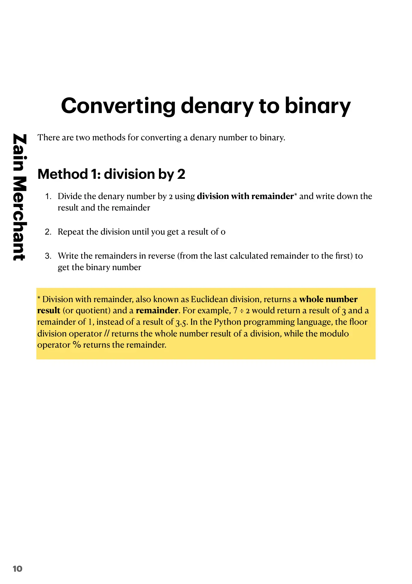 1.1 Data Representation book pages, page 10