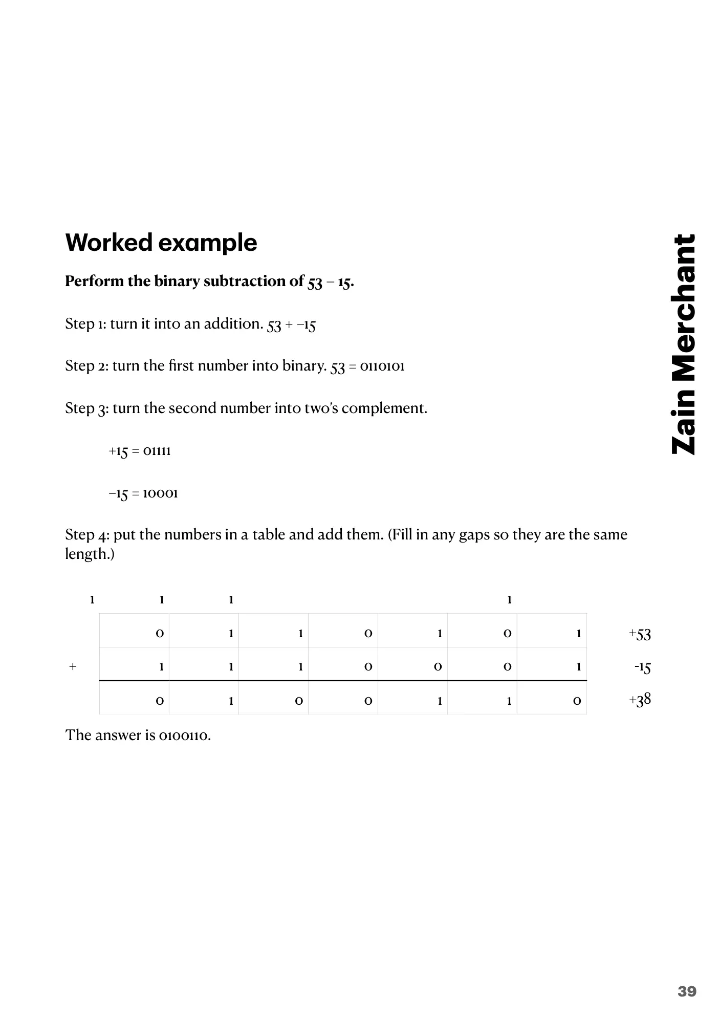 1.1 Data Representation book pages, page 39