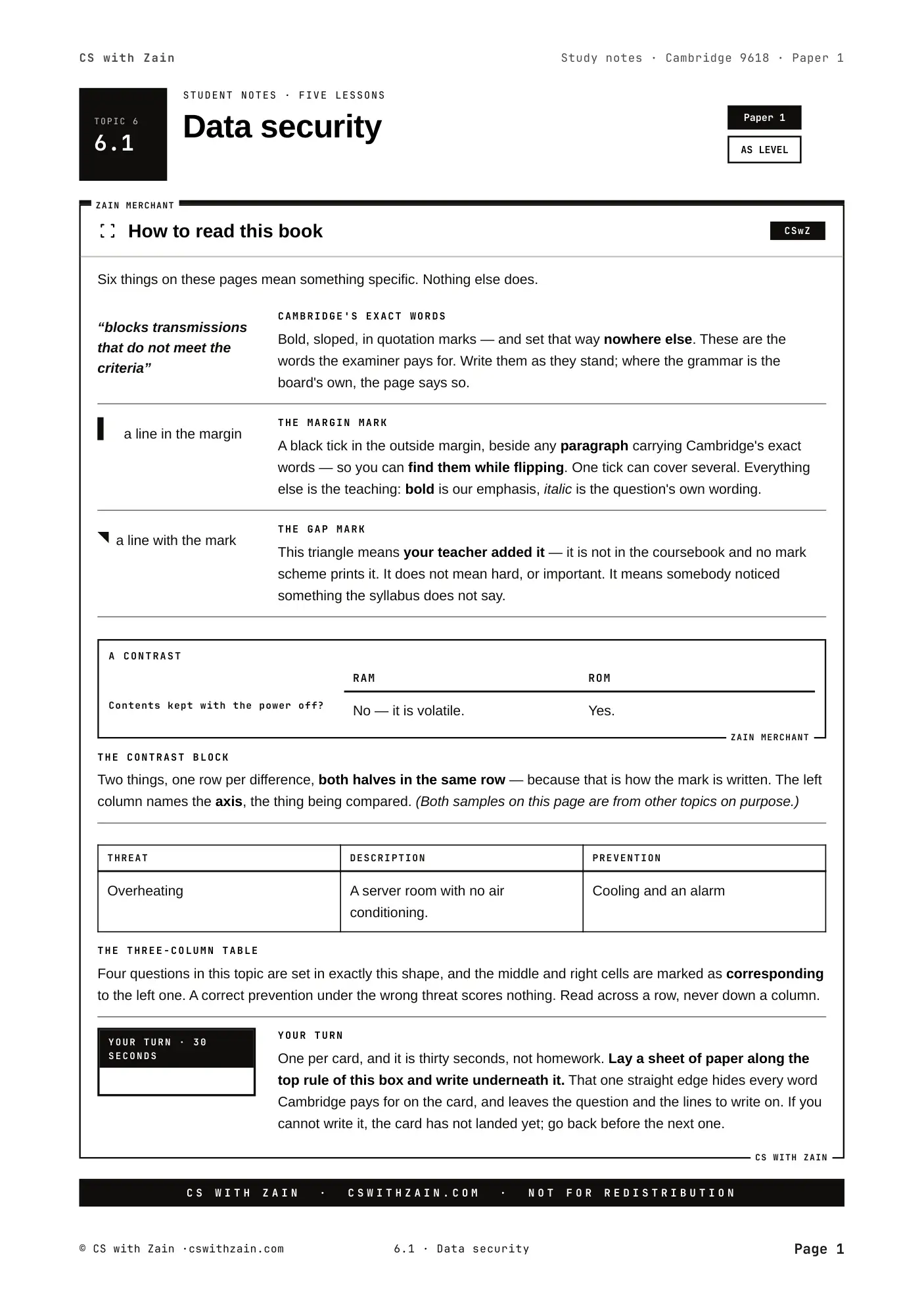 6.1 Data Security book pages, page 1