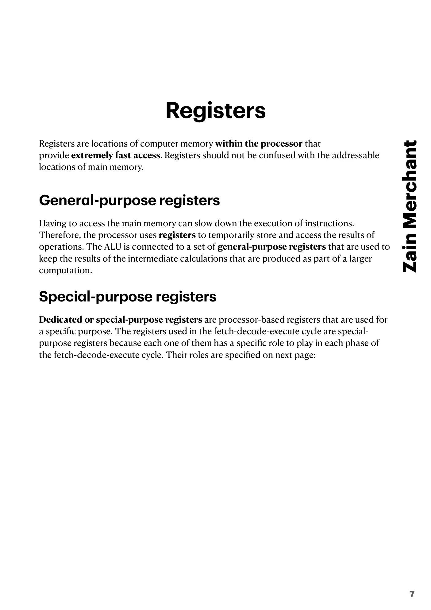4.1 Central Processing Unit (CPU) Architecture book pages, page 7