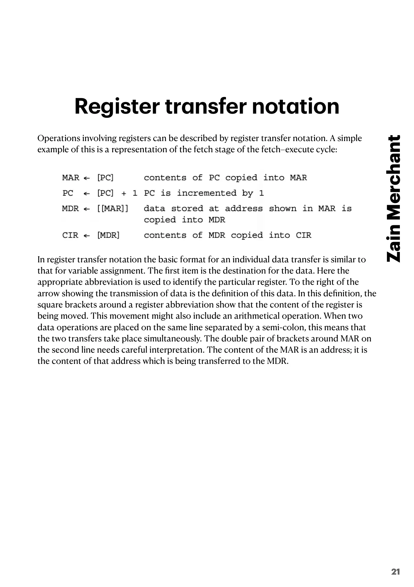 4.1 Central Processing Unit (CPU) Architecture book pages, page 21