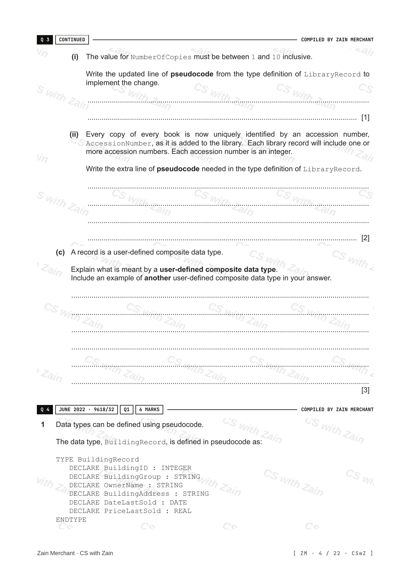 13.1 User-defined data types questions, page 3