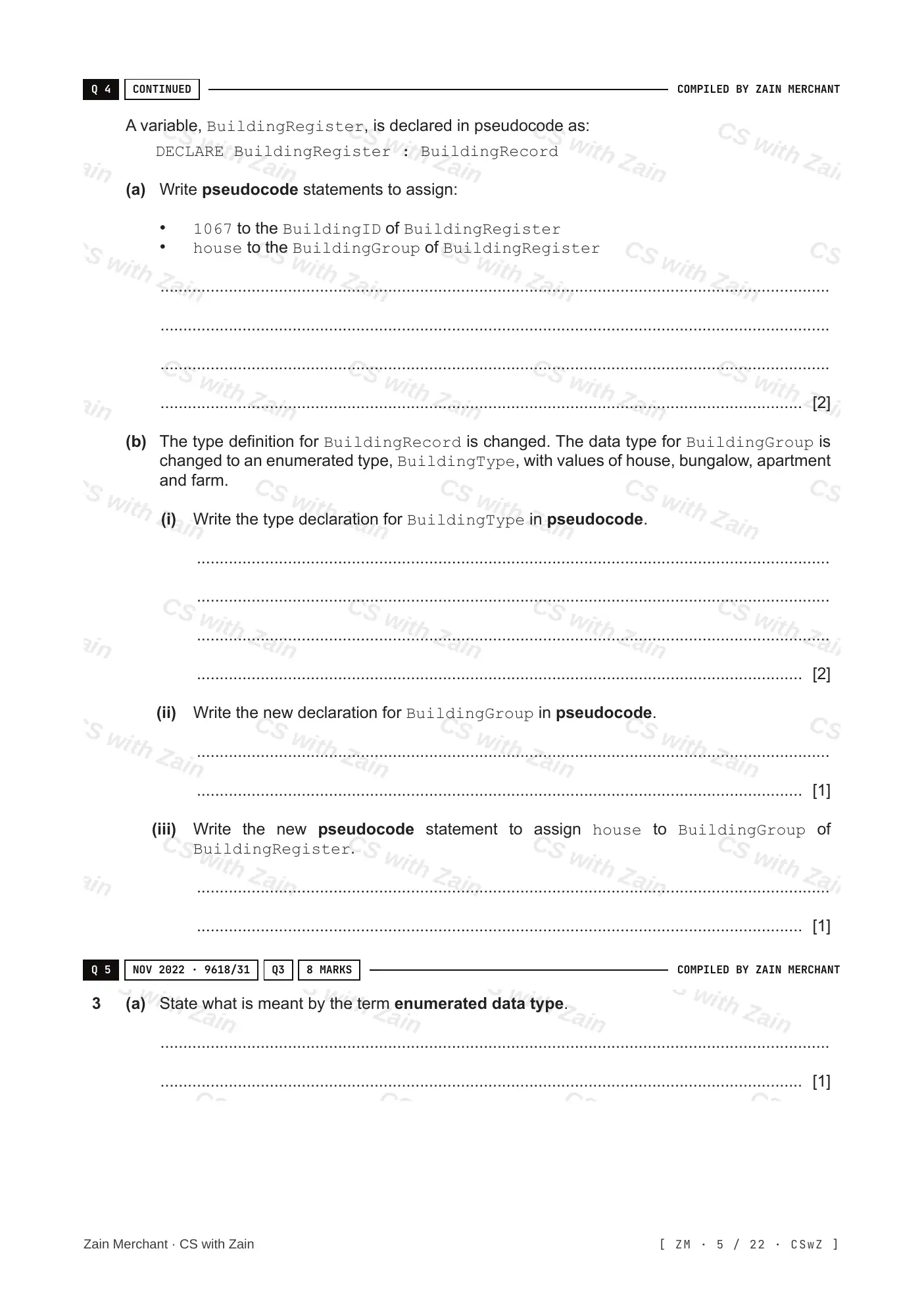 13.1 User-defined data types questions, page 4