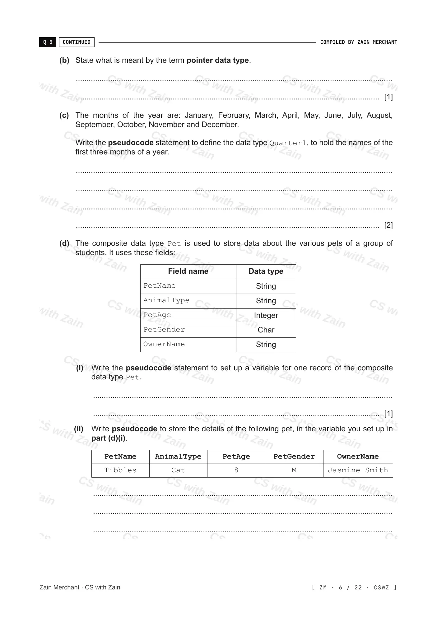 13.1 User-defined data types questions, page 5