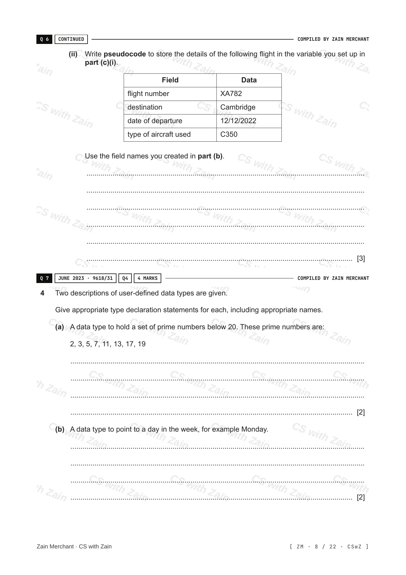 13.1 User-defined data types questions, page 7