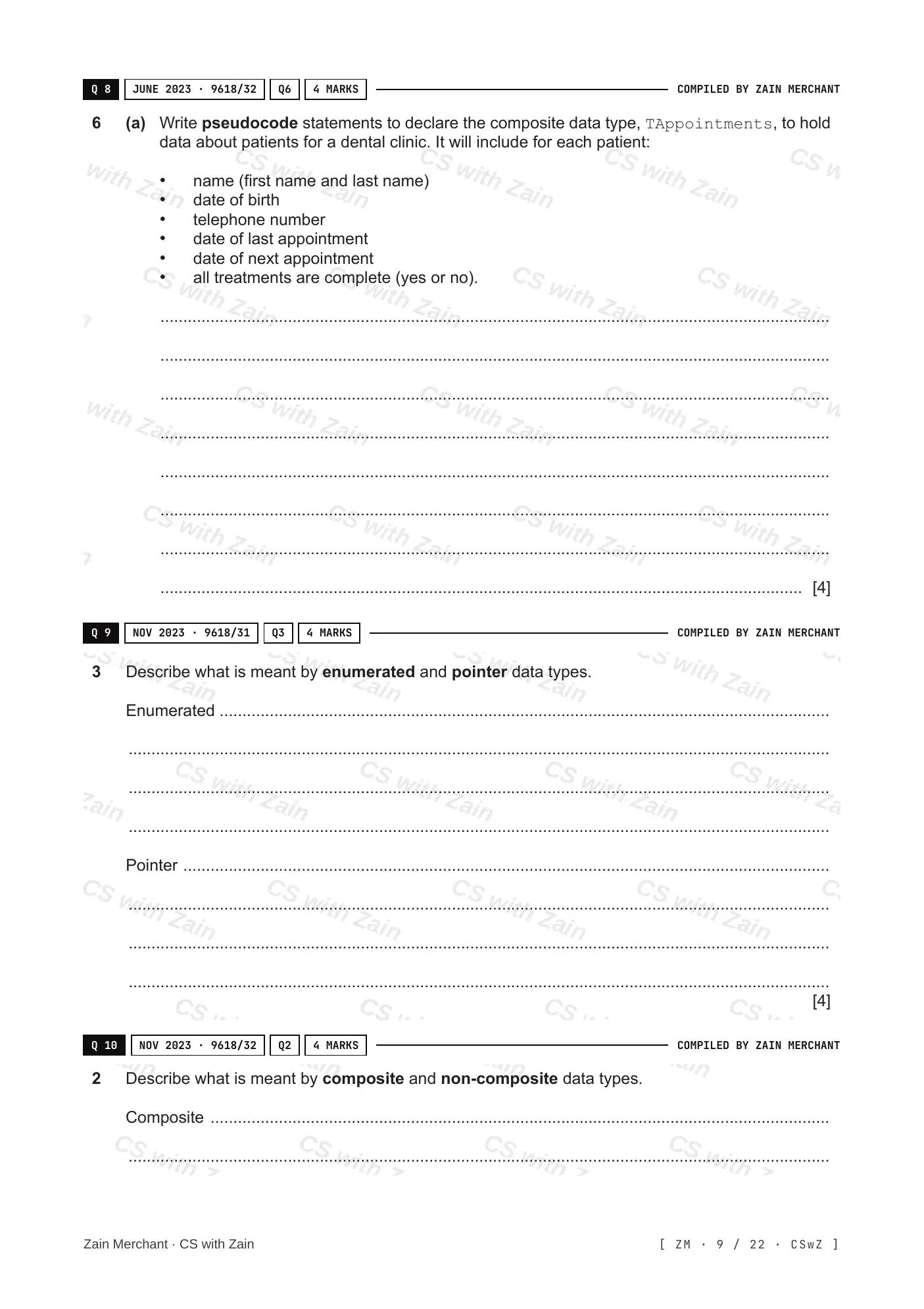 13.1 User-defined data types questions, page 8