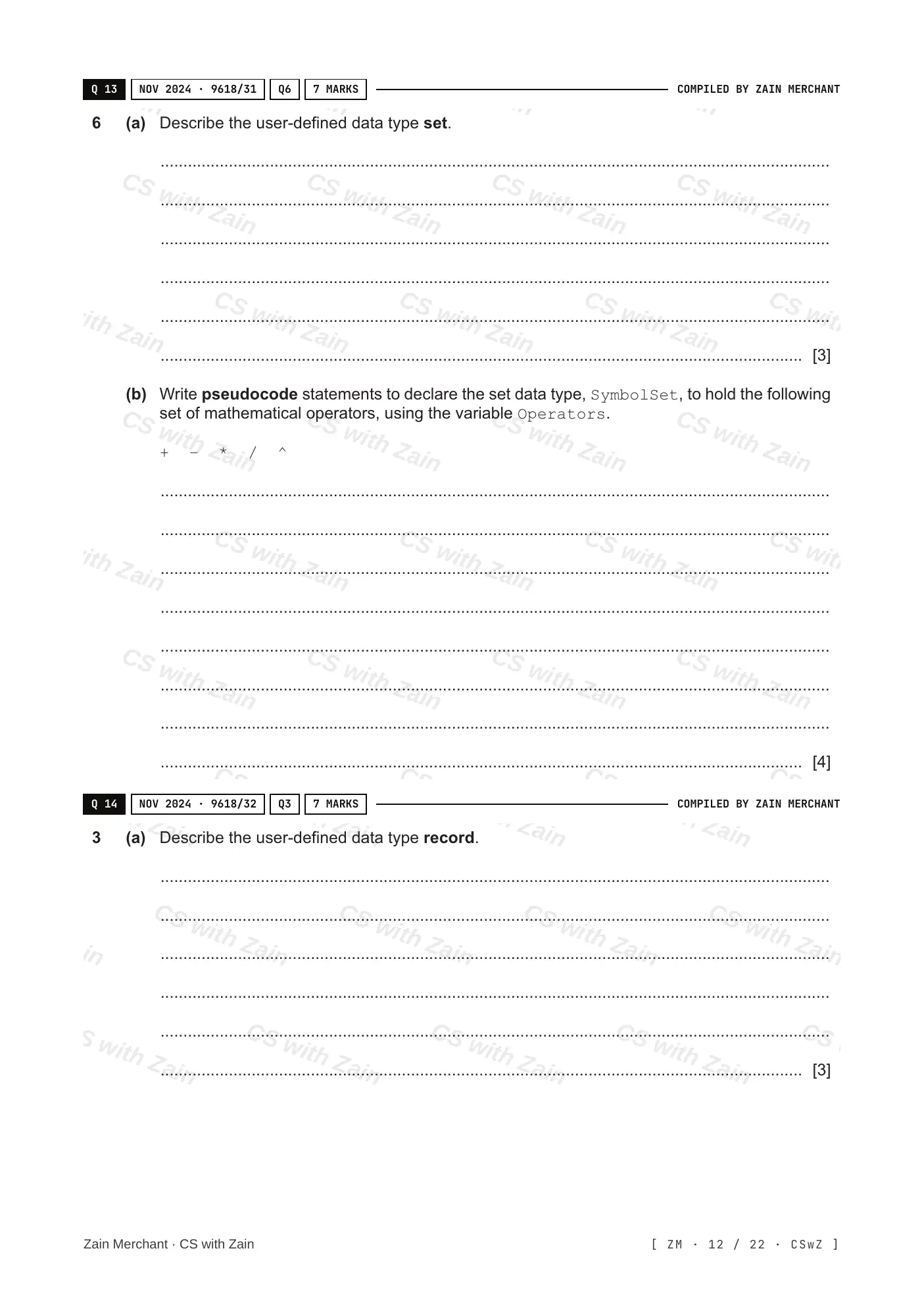 13.1 User-defined data types questions, page 11