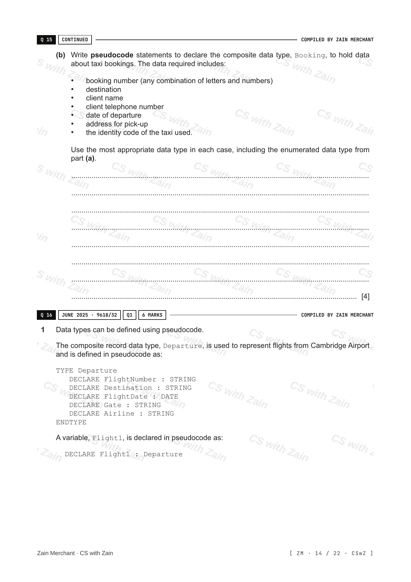 13.1 User-defined data types questions, page 13