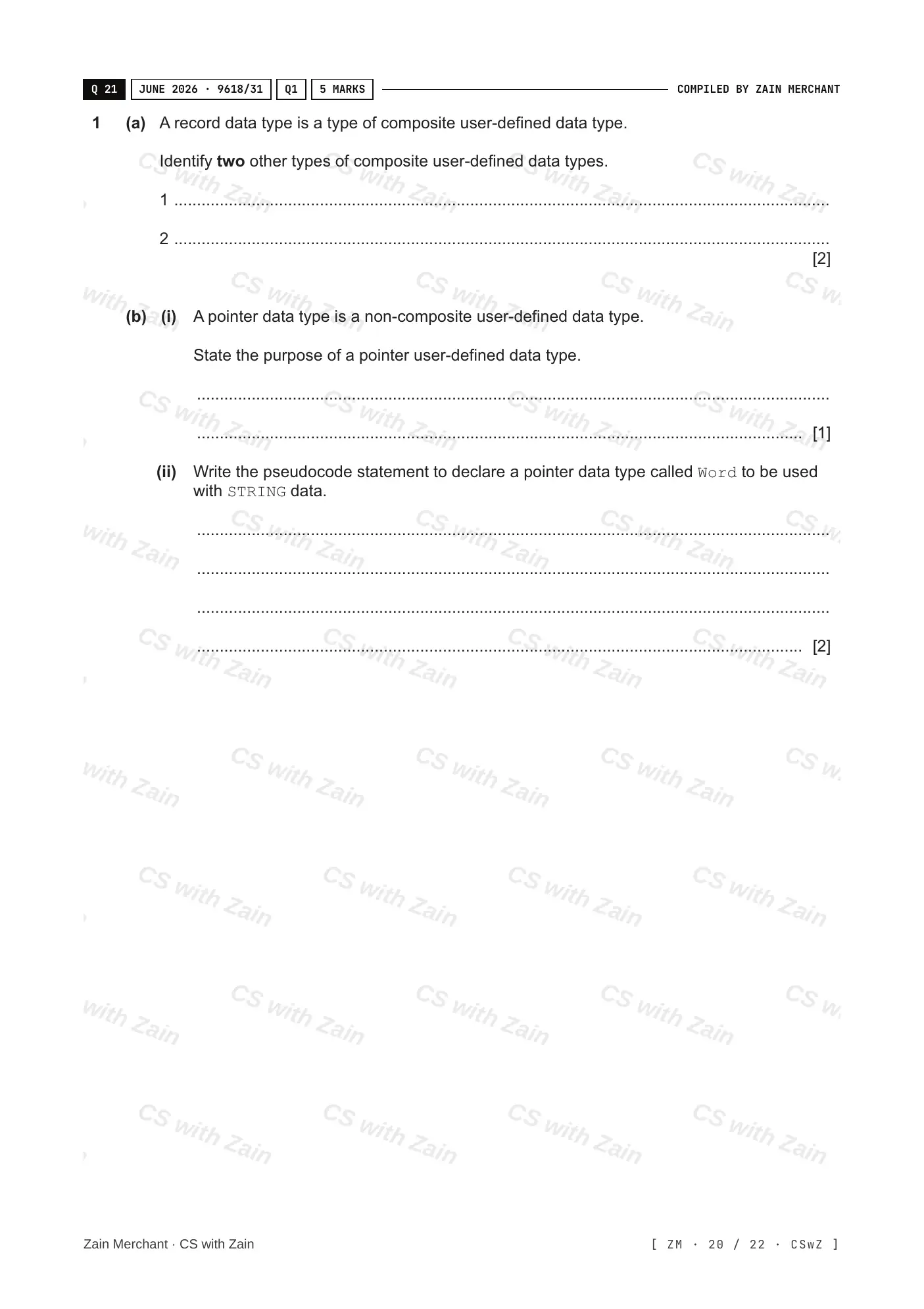 13.1 User-defined data types questions, page 19