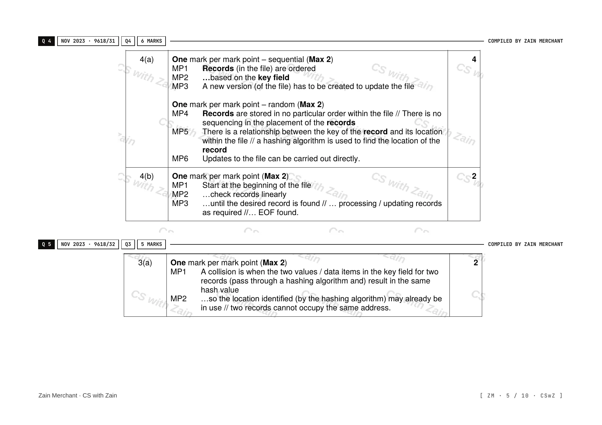 13.2 File organisation and access mark scheme, page 4