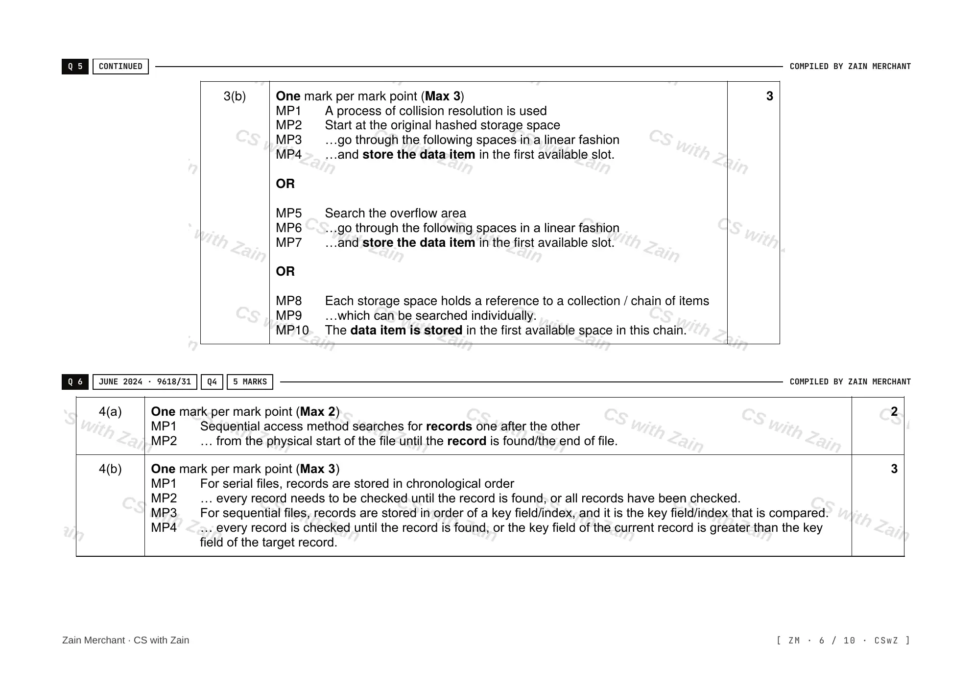 13.2 File organisation and access mark scheme, page 5