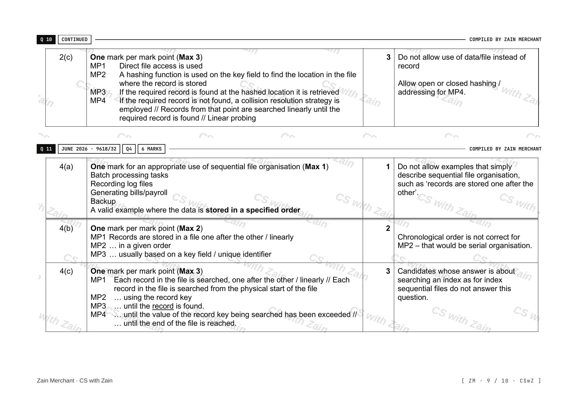 13.2 File organisation and access mark scheme, page 8