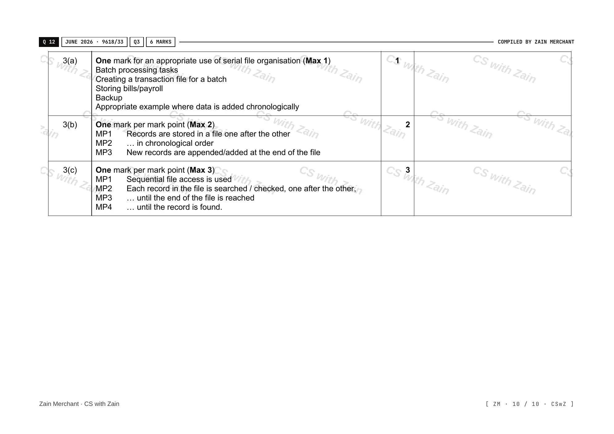 13.2 File organisation and access mark scheme, page 9
