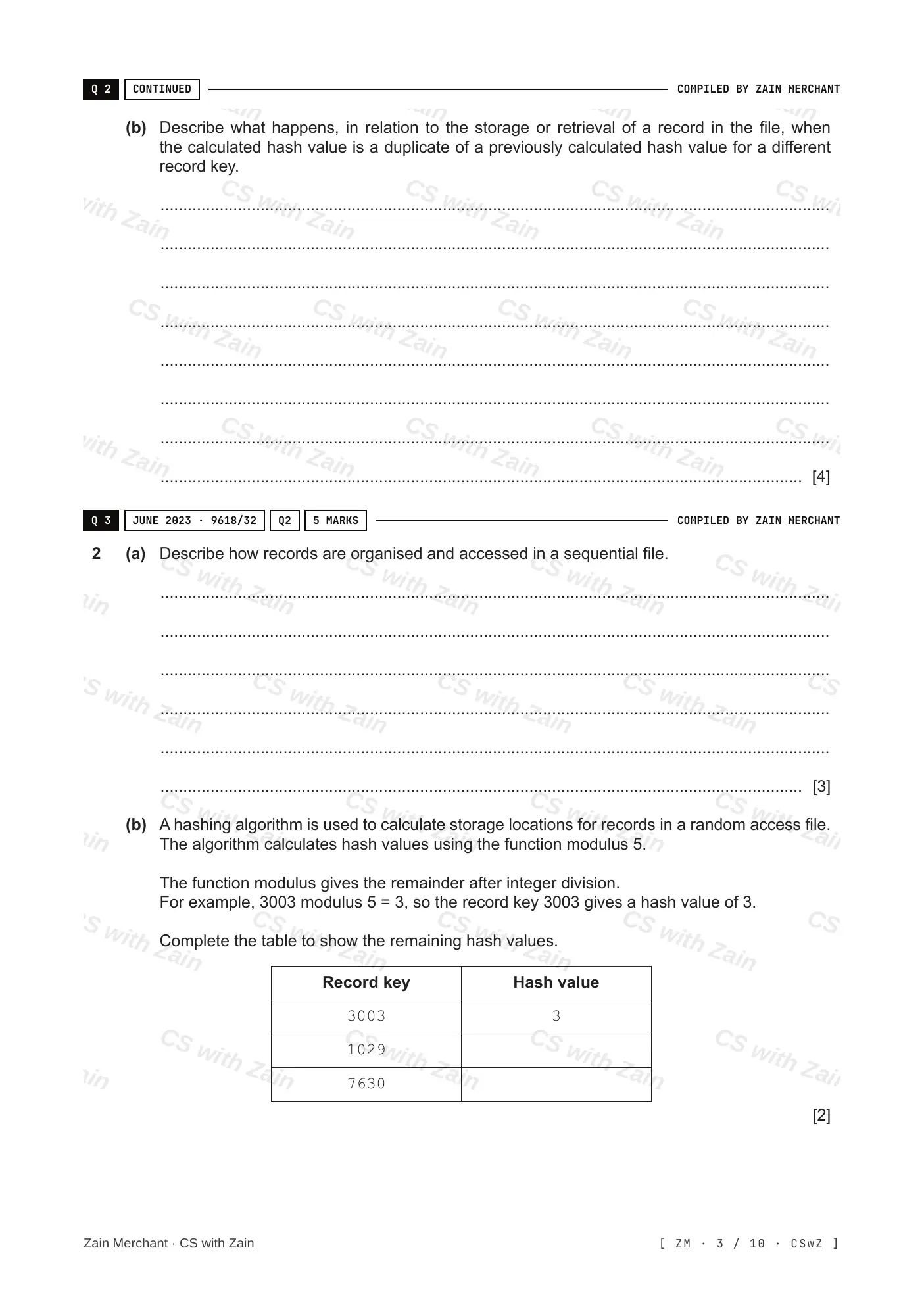 13.2 File organisation and access questions, page 2