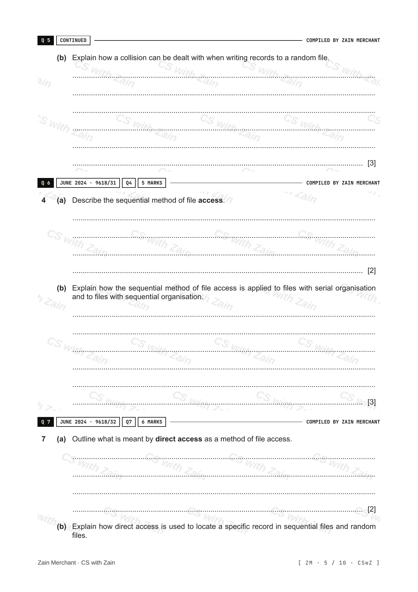 13.2 File organisation and access questions, page 4