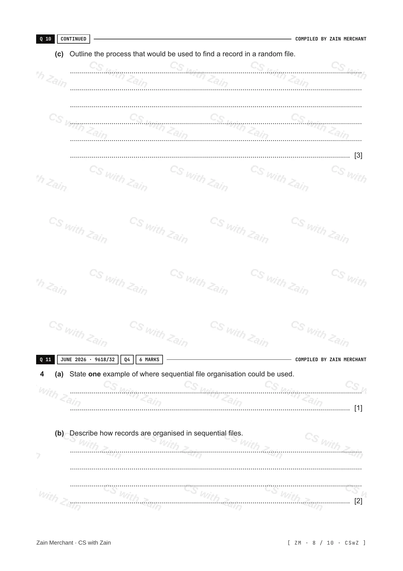 13.2 File organisation and access questions, page 7