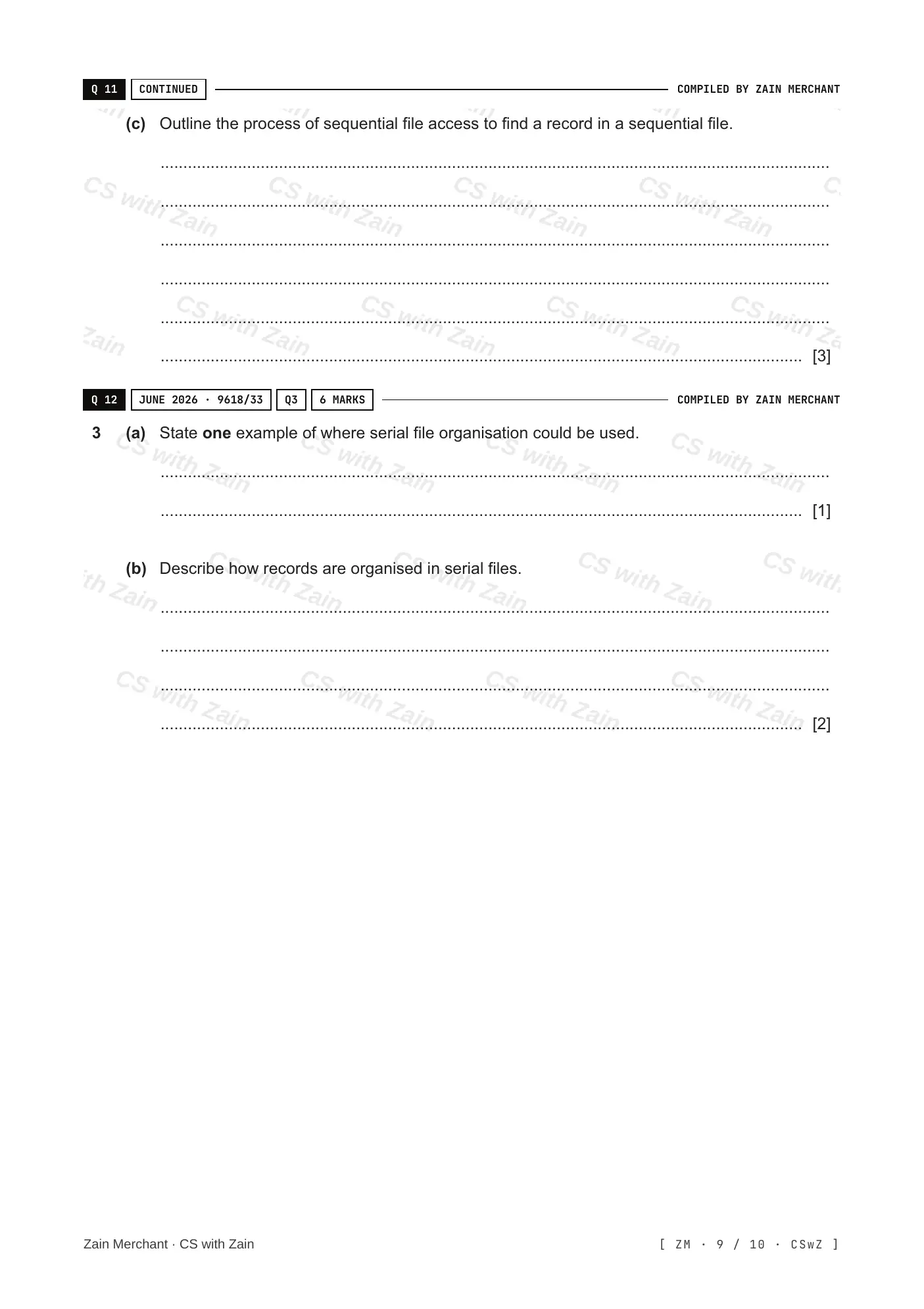 13.2 File organisation and access questions, page 8