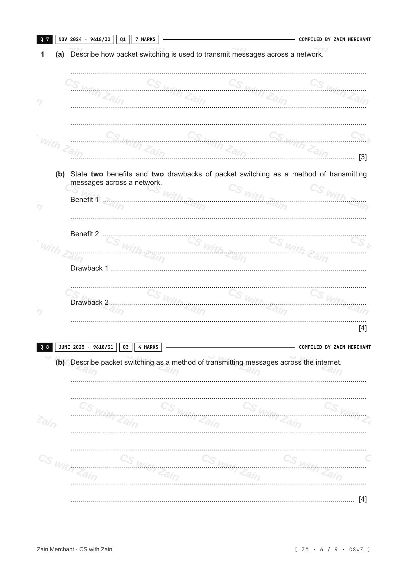 14.2 Circuit switching, packet switching questions, page 5