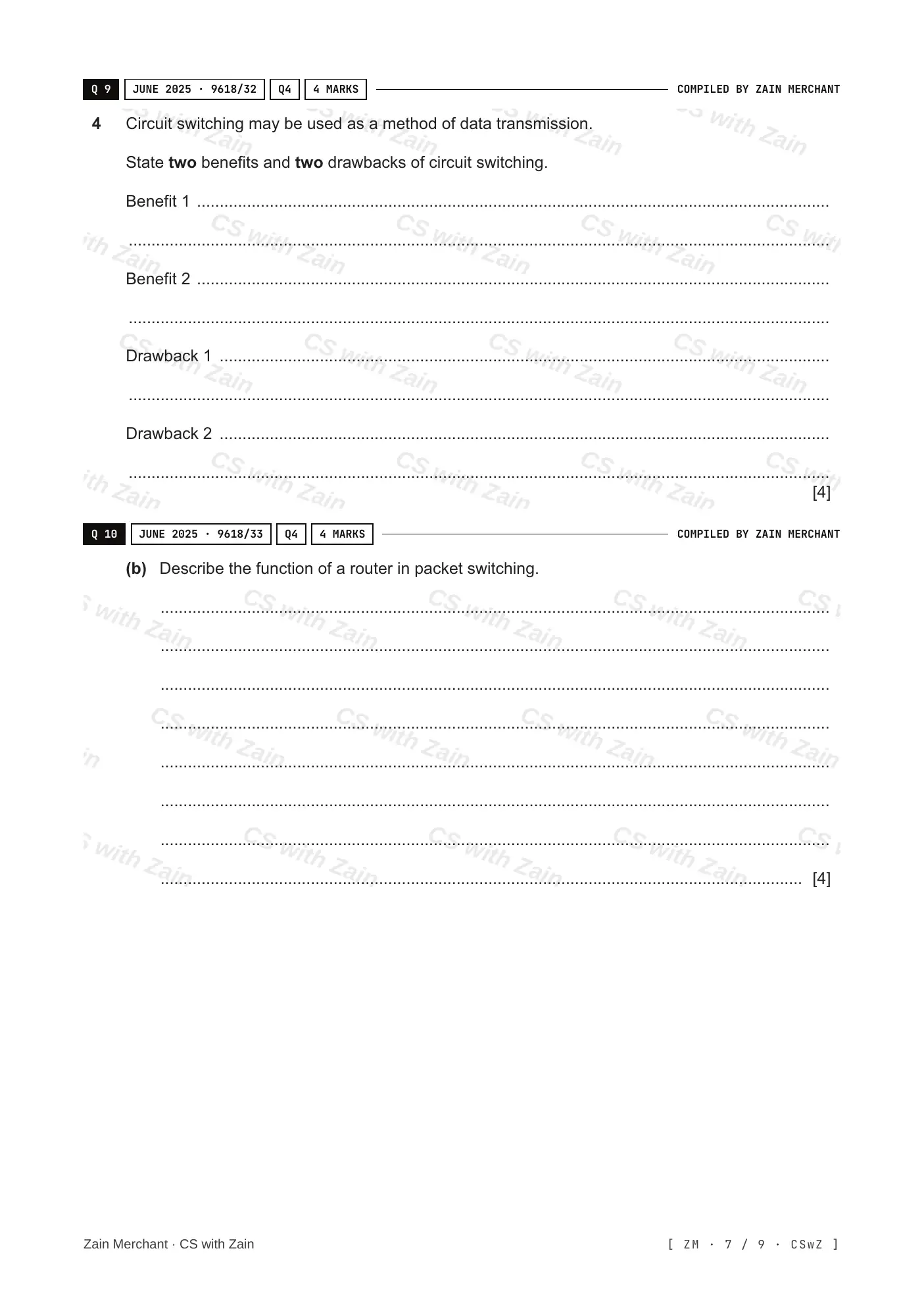 14.2 Circuit switching, packet switching questions, page 6