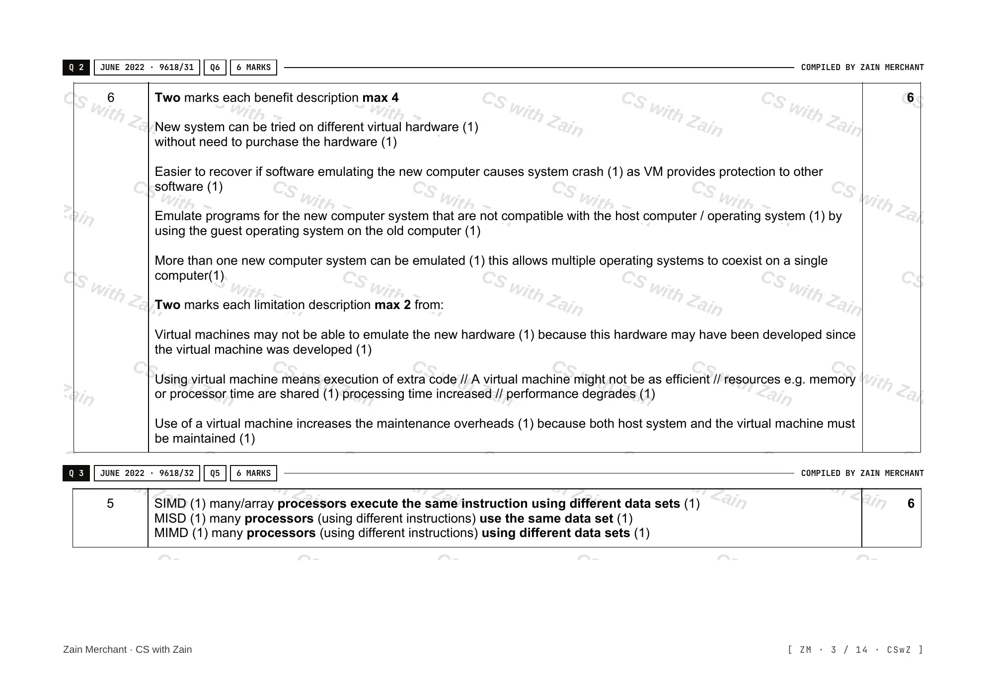 15.1 Processors, Parallel Processing and Virtual Machines mark scheme, page 2
