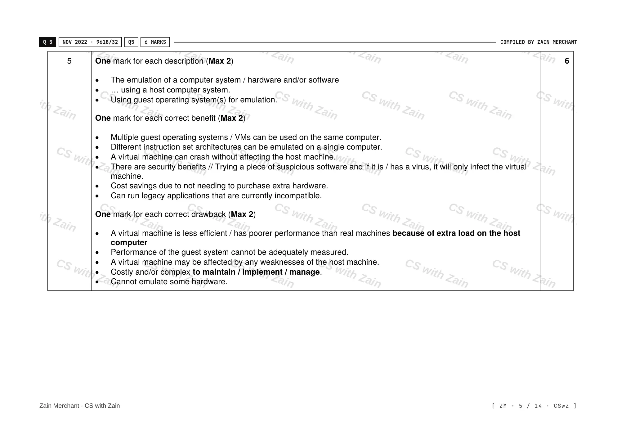 15.1 Processors, Parallel Processing and Virtual Machines mark scheme, page 4