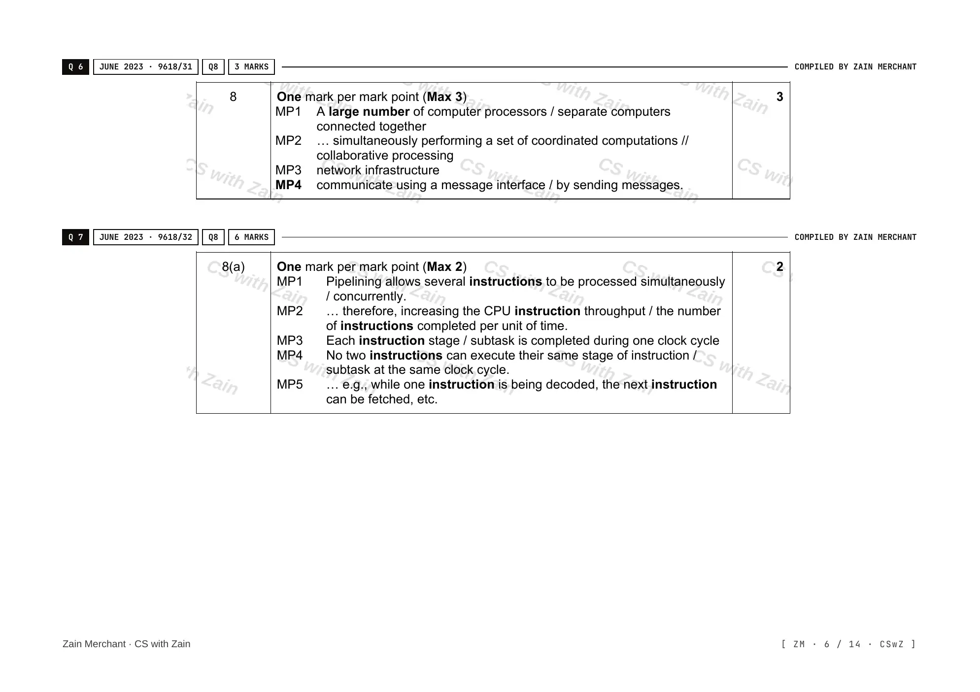 15.1 Processors, Parallel Processing and Virtual Machines mark scheme, page 5
