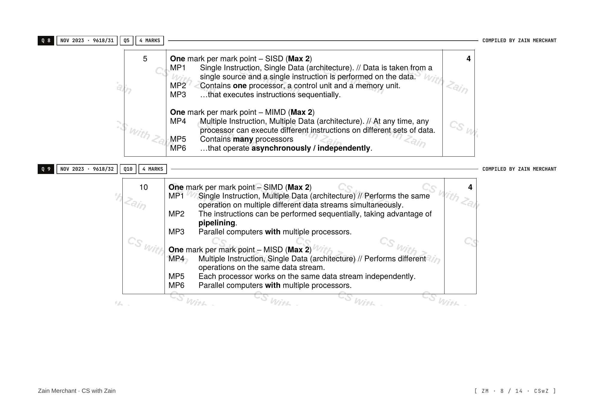 15.1 Processors, Parallel Processing and Virtual Machines mark scheme, page 7