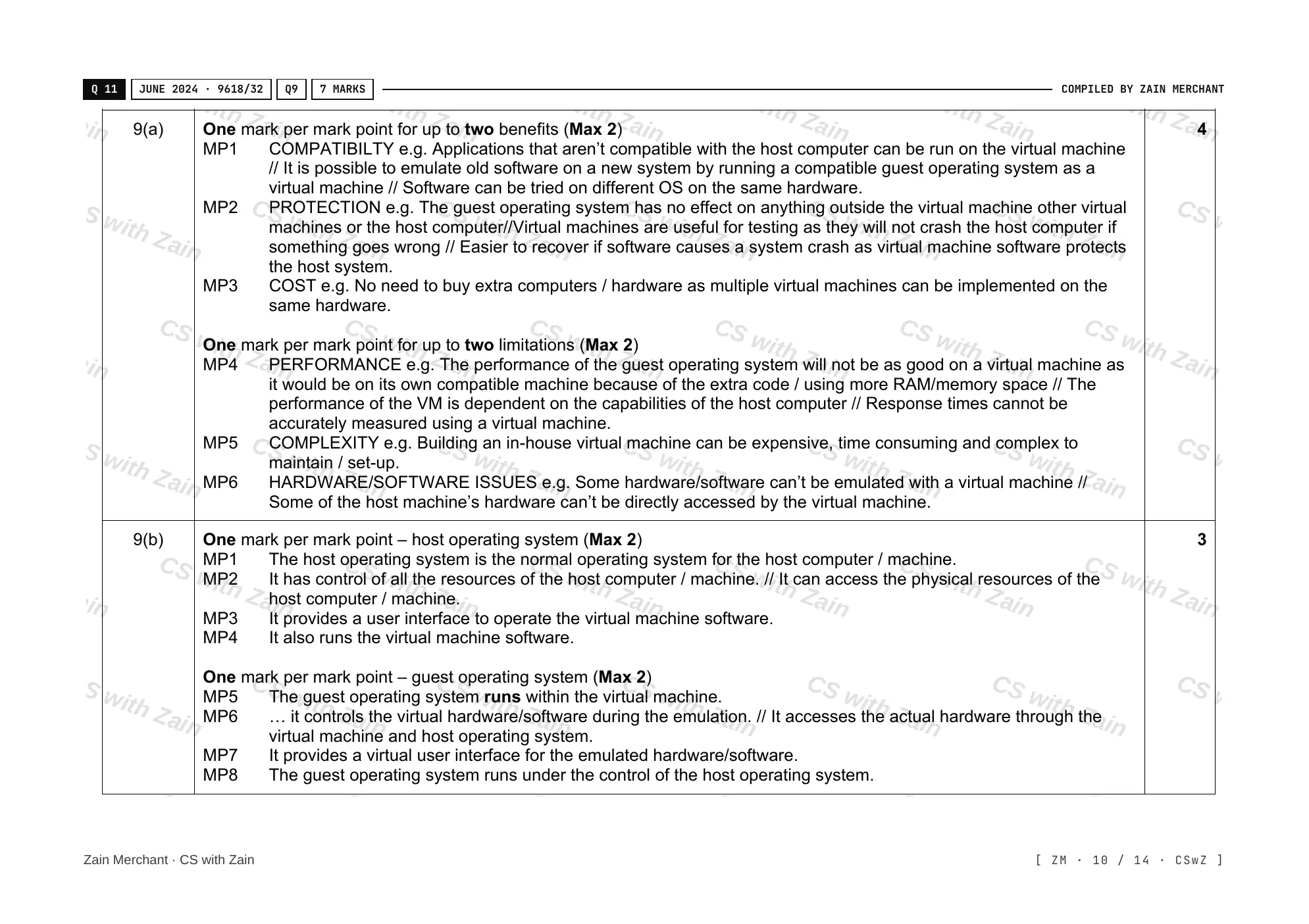 15.1 Processors, Parallel Processing and Virtual Machines mark scheme, page 9