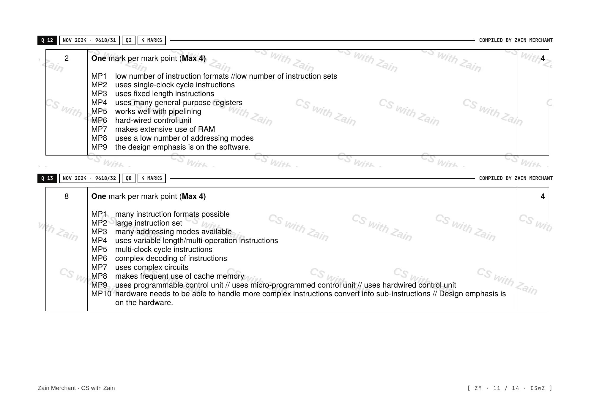 15.1 Processors, Parallel Processing and Virtual Machines mark scheme, page 10