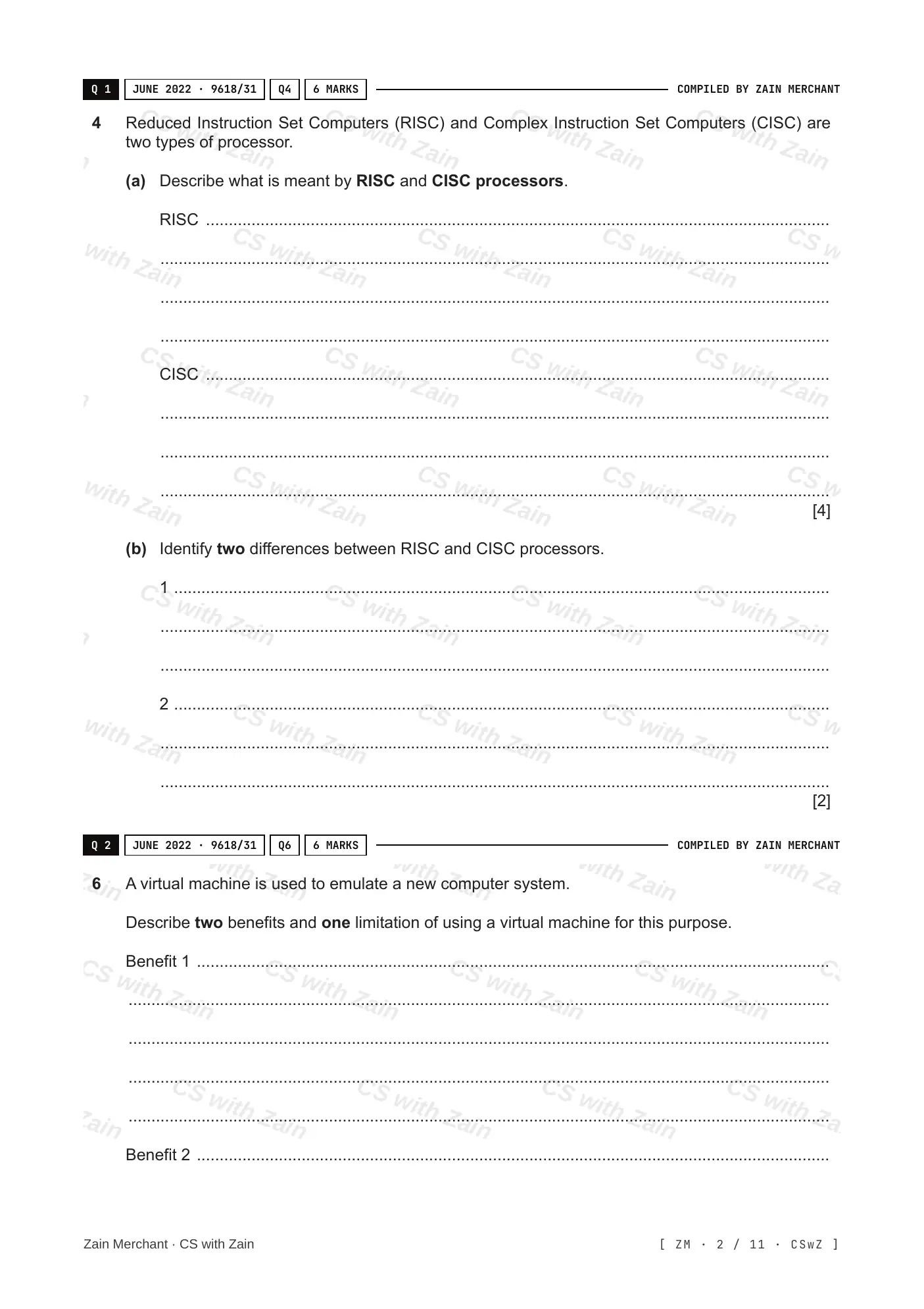 15.1 Processors, Parallel Processing and Virtual Machines questions, page 1