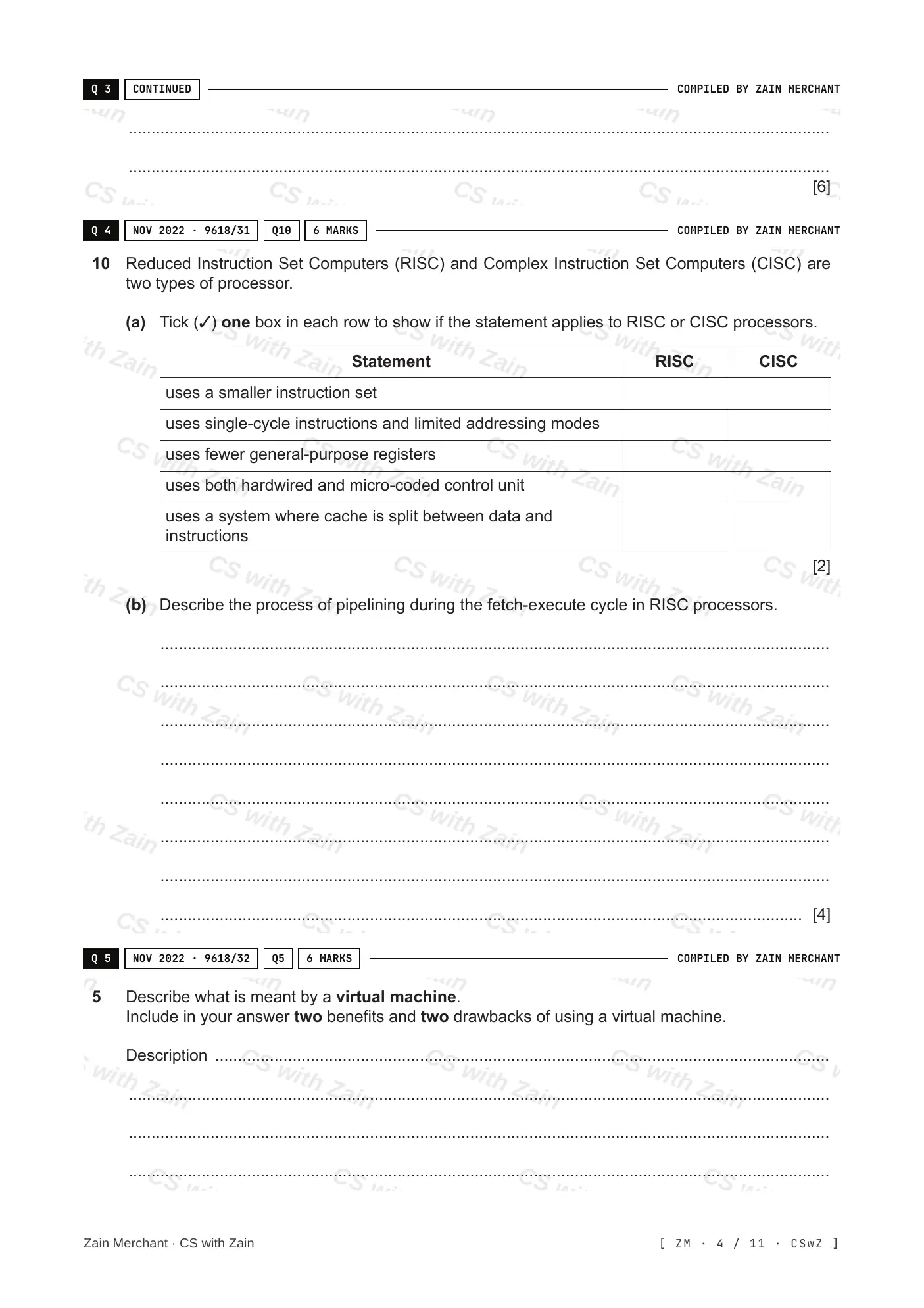 15.1 Processors, Parallel Processing and Virtual Machines questions, page 3