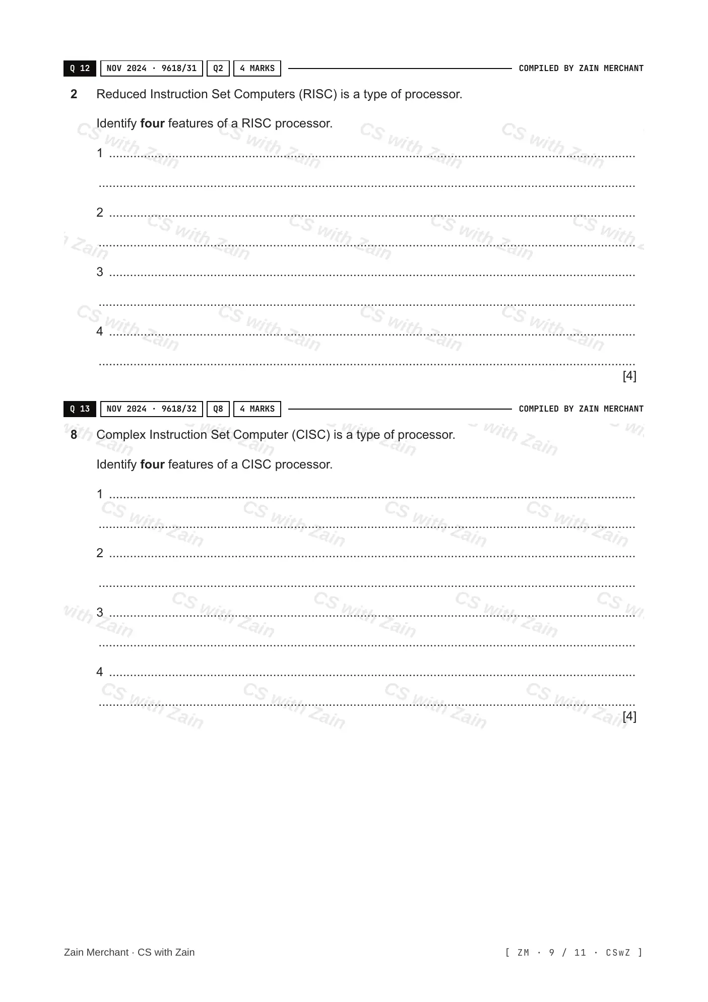 15.1 Processors, Parallel Processing and Virtual Machines questions, page 8