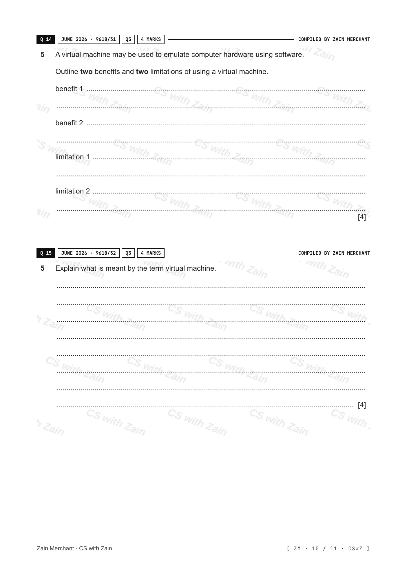 15.1 Processors, Parallel Processing and Virtual Machines questions, page 9