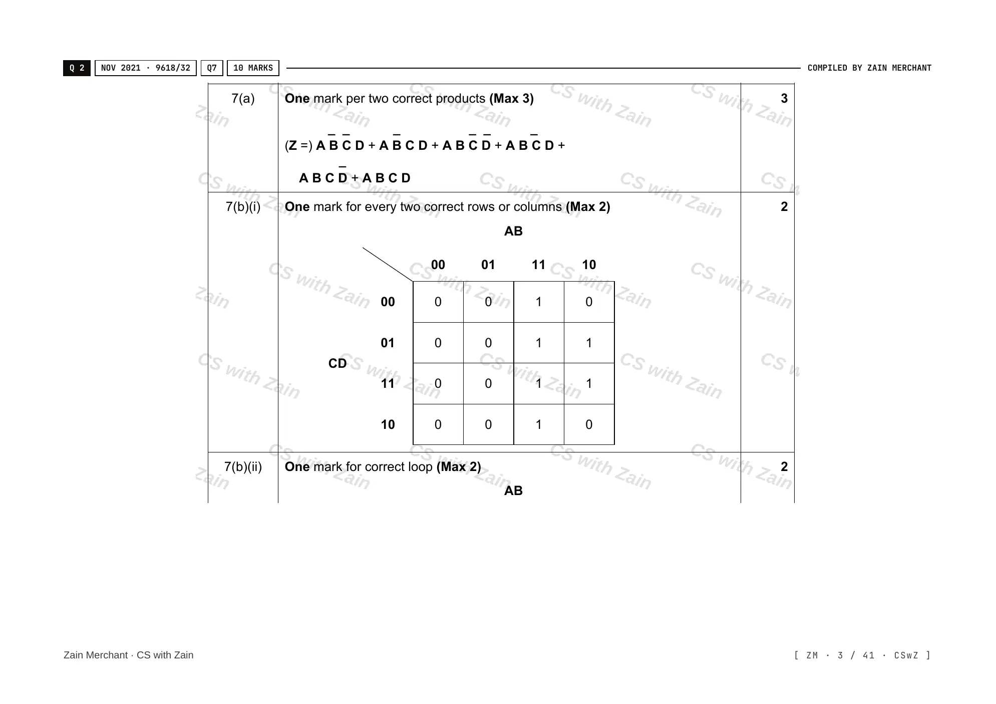 15.2 Boolean Algebra and Logic Circuits mark scheme, page 2
