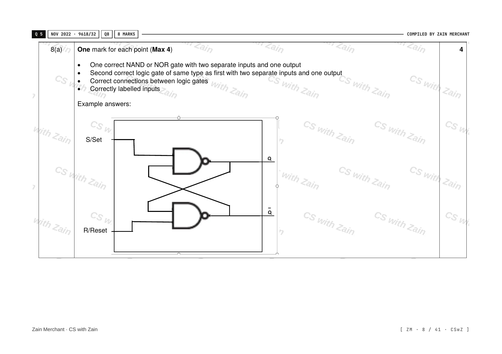 15.2 Boolean Algebra and Logic Circuits mark scheme, page 7