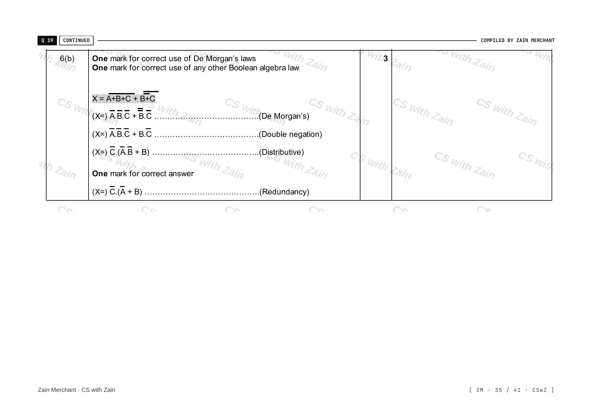 15.2 Boolean Algebra and Logic Circuits mark scheme, page 34