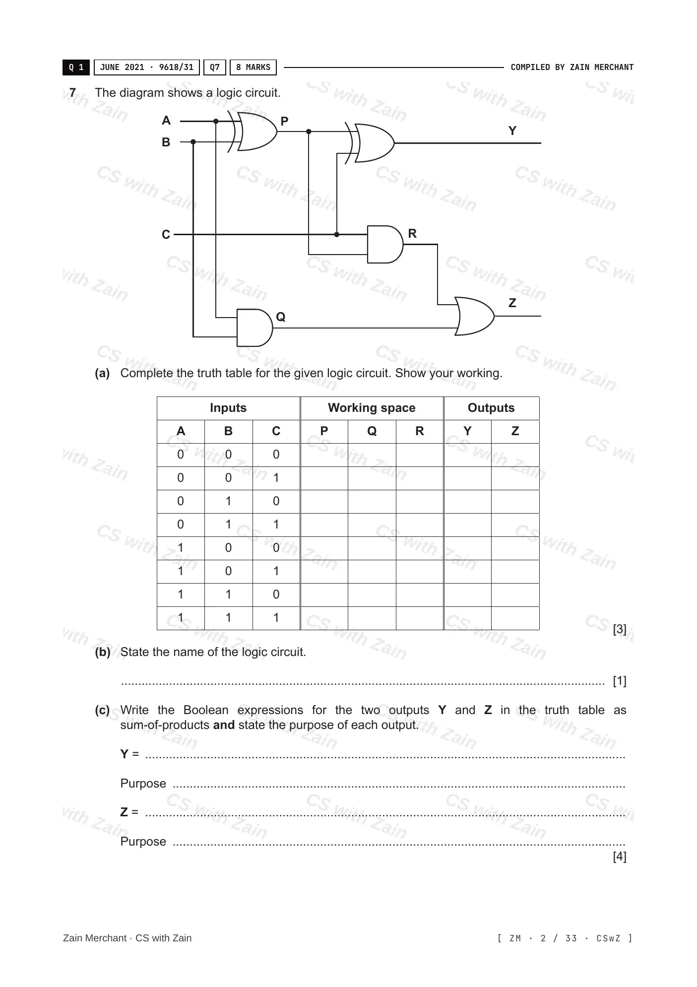 15.2 Boolean Algebra and Logic Circuits questions, page 1