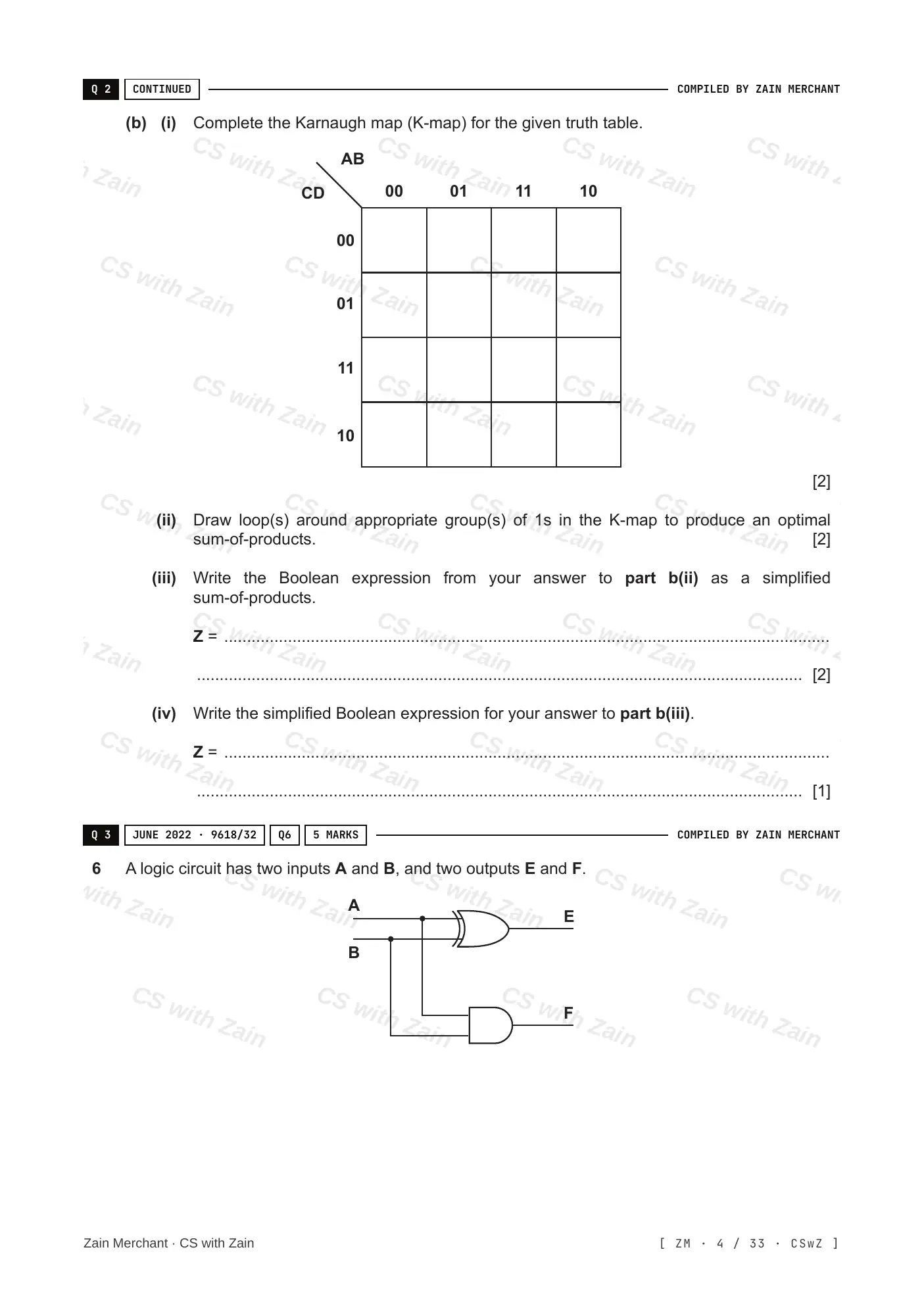 15.2 Boolean Algebra and Logic Circuits questions, page 3