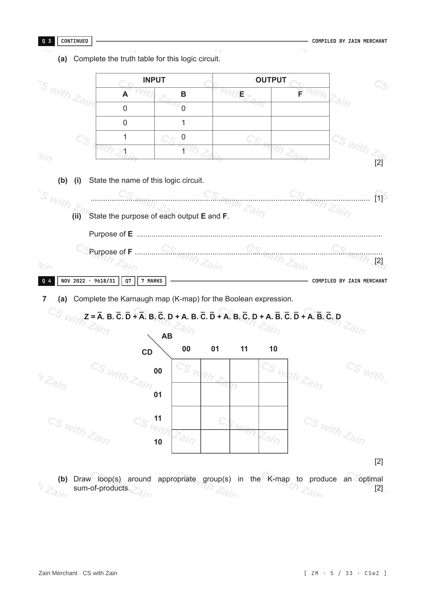 15.2 Boolean Algebra and Logic Circuits questions, page 4