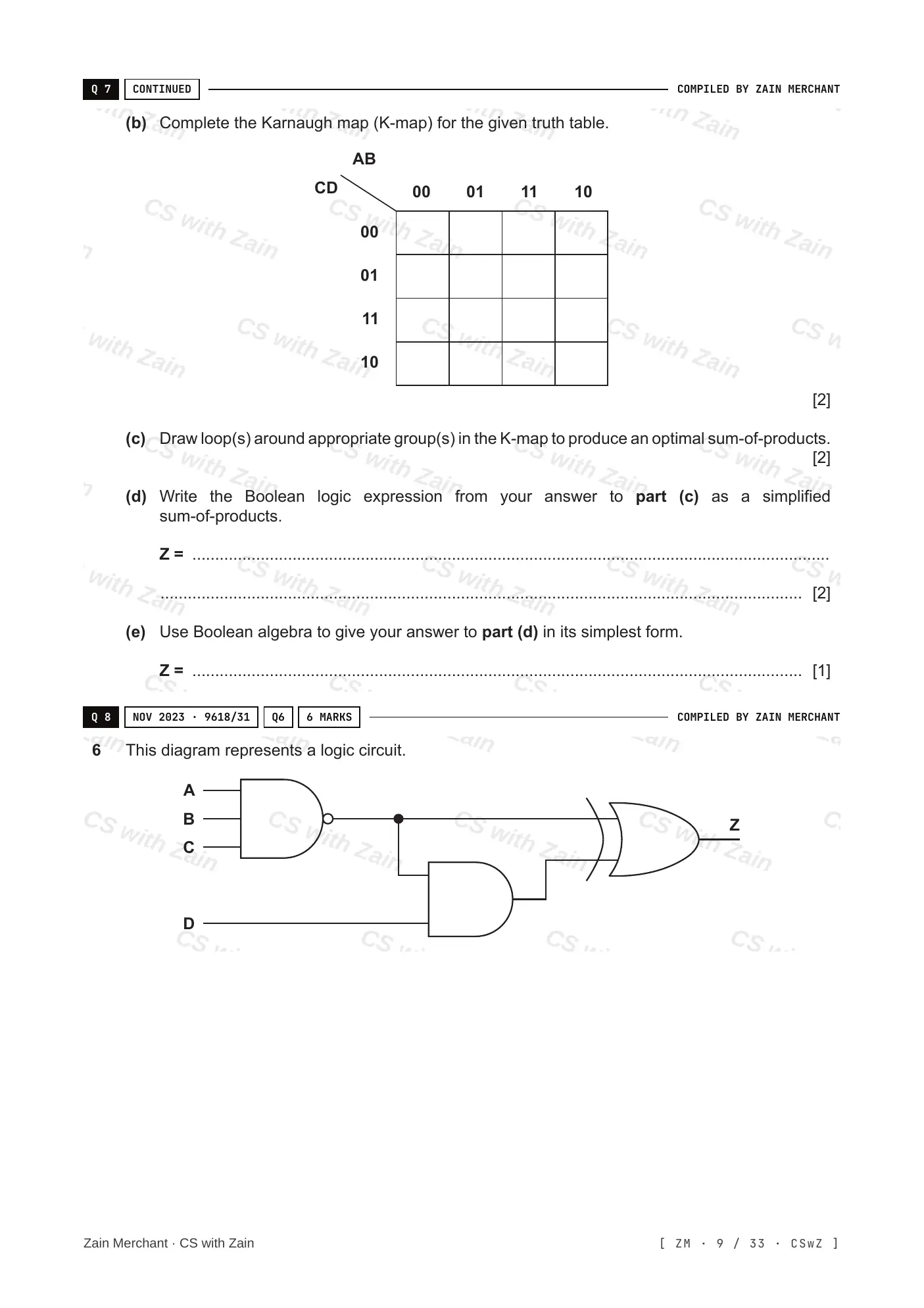 15.2 Boolean Algebra and Logic Circuits questions, page 8