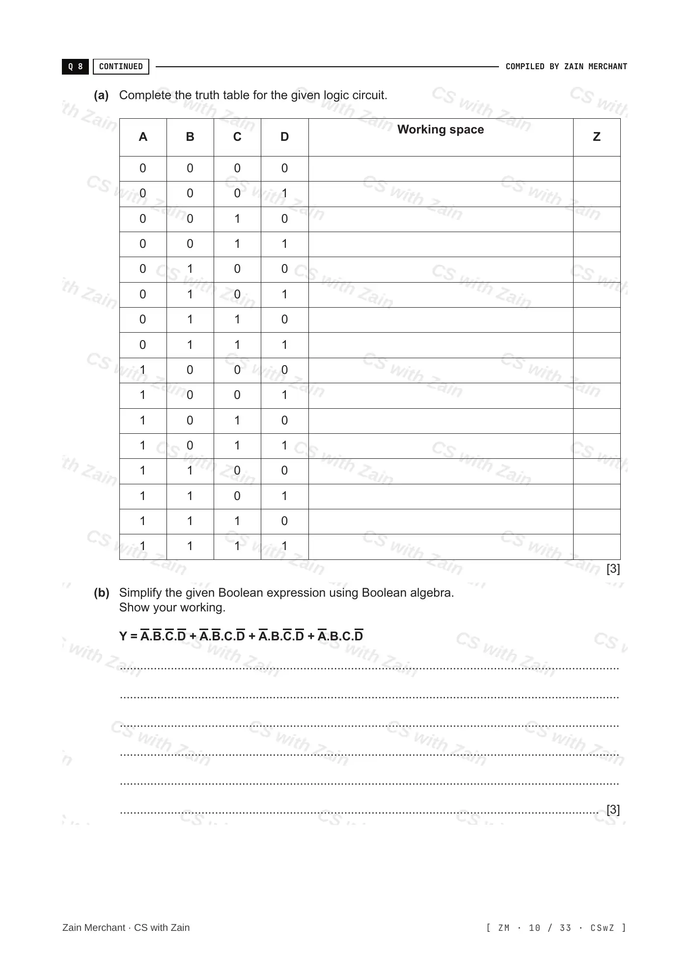 15.2 Boolean Algebra and Logic Circuits questions, page 9