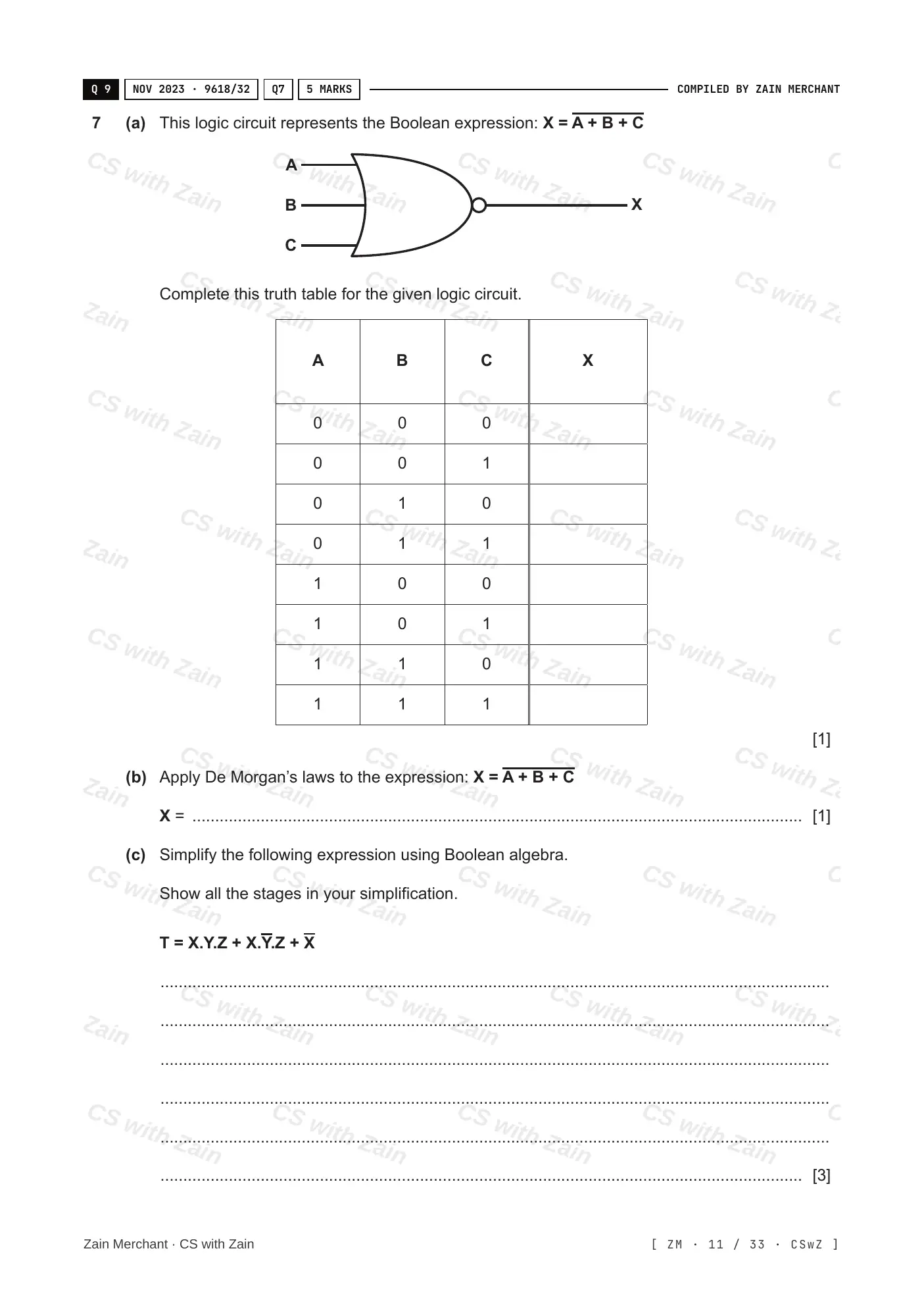 15.2 Boolean Algebra and Logic Circuits questions, page 10