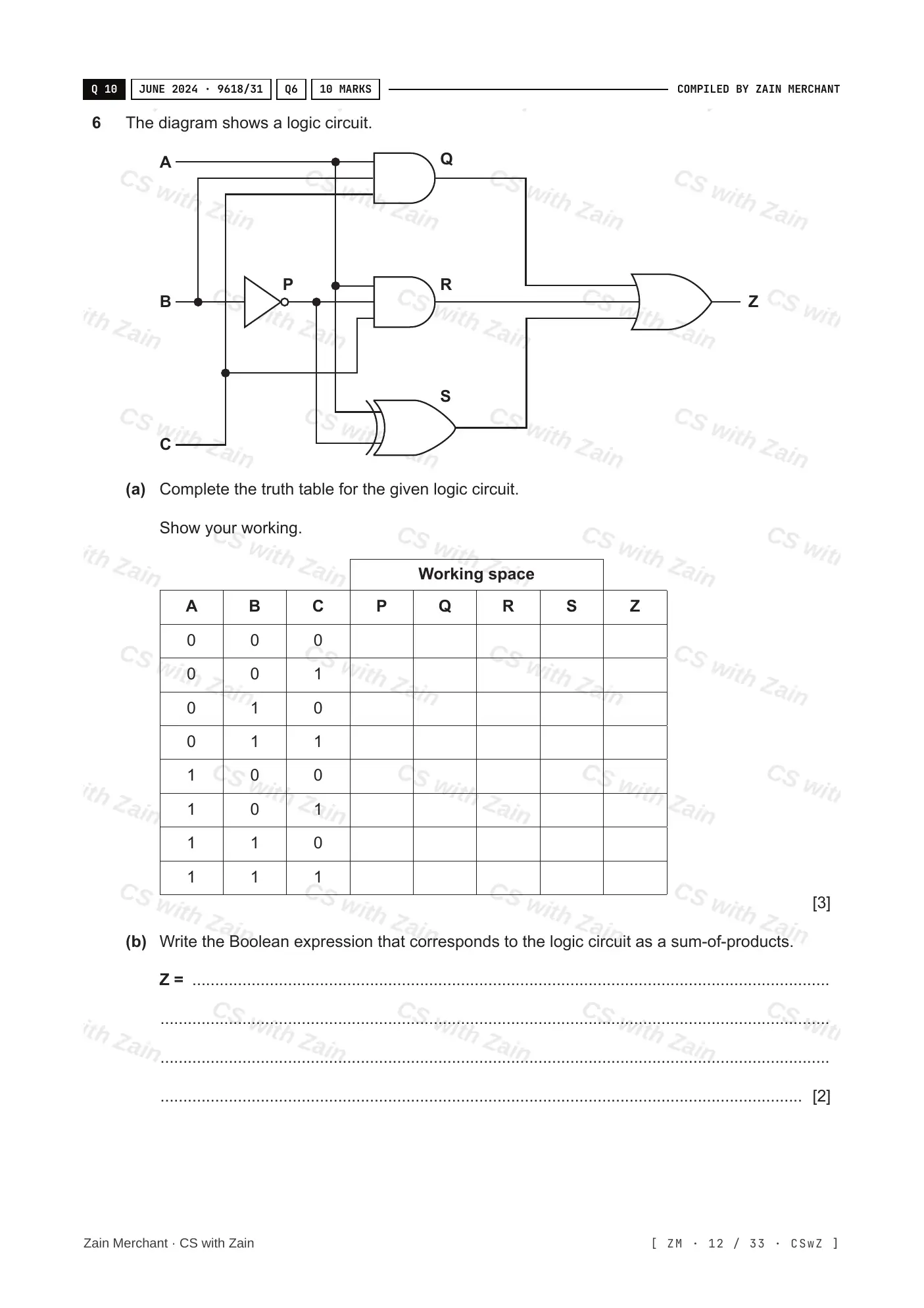 15.2 Boolean Algebra and Logic Circuits questions, page 11